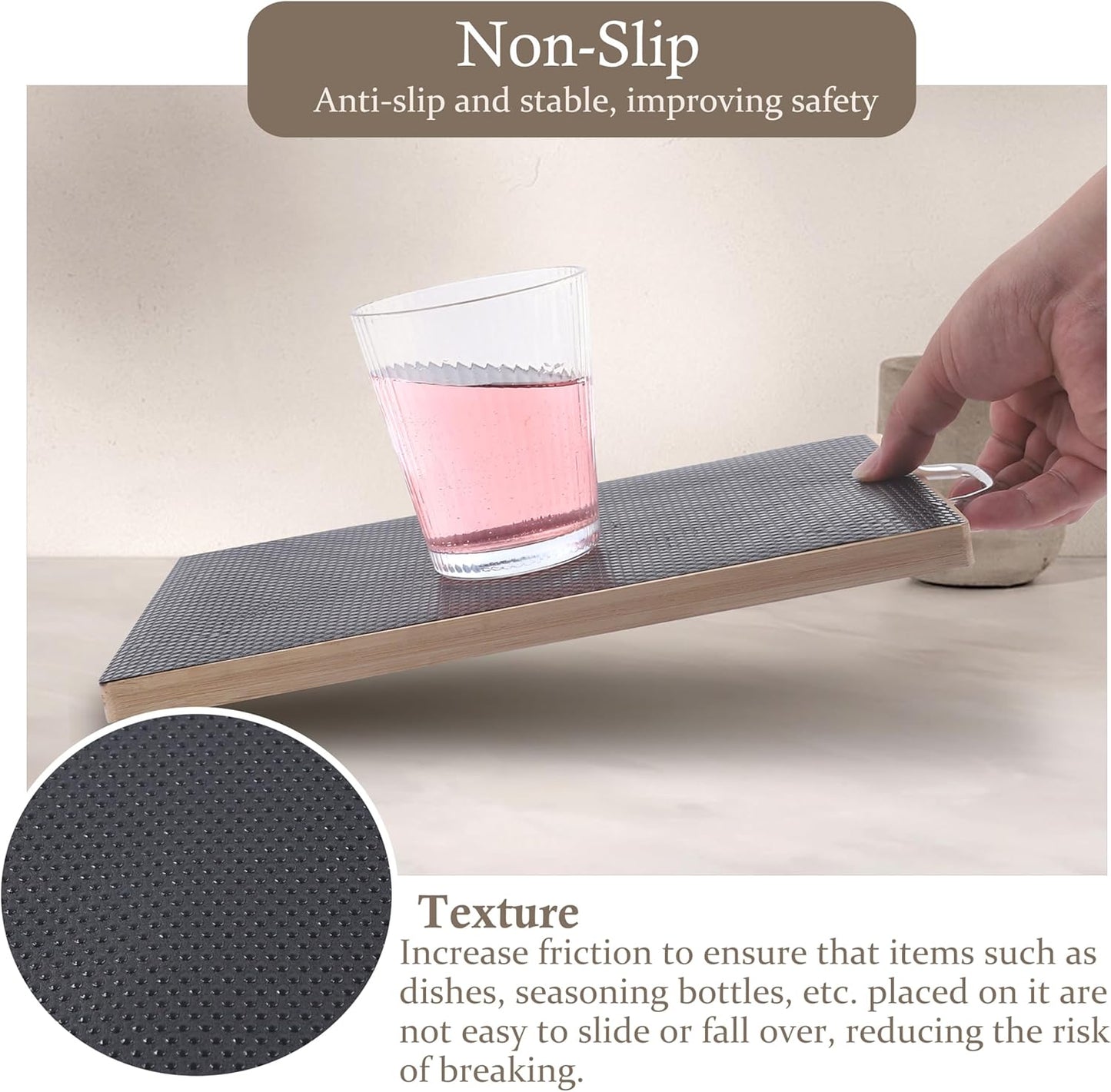 Shelf Liner Non-Slip 10 Inch Wide X 20 Ft Kitchen Cabinet Drawer Liners Waterproof & Oil-Proof Drawer Liners for Cupboard Pantry Non Adhesive Refrigerator Shelf Liner Strong Grip Cabinet Mat (Black)