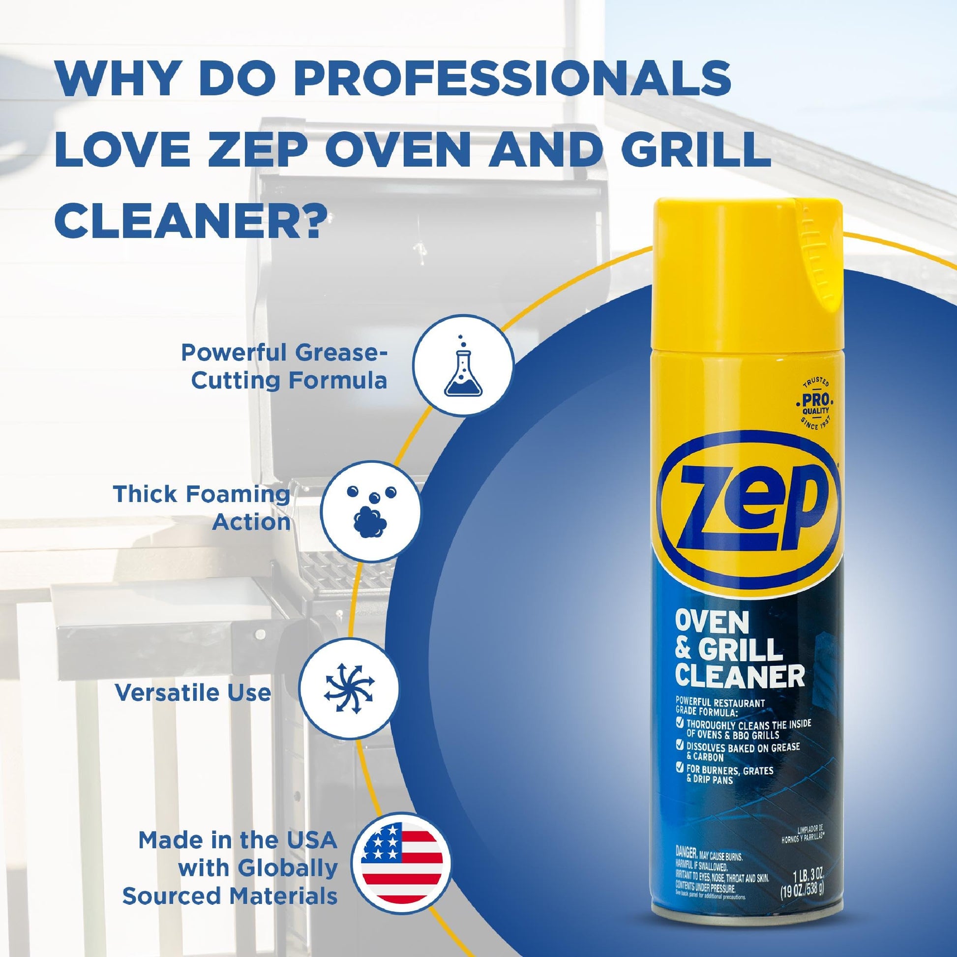 Zep Heavy-Duty Oven and Grill Cleaner - 19 oz (Case of 2) ZUOVGR19 - Dissolves Grease on Contact