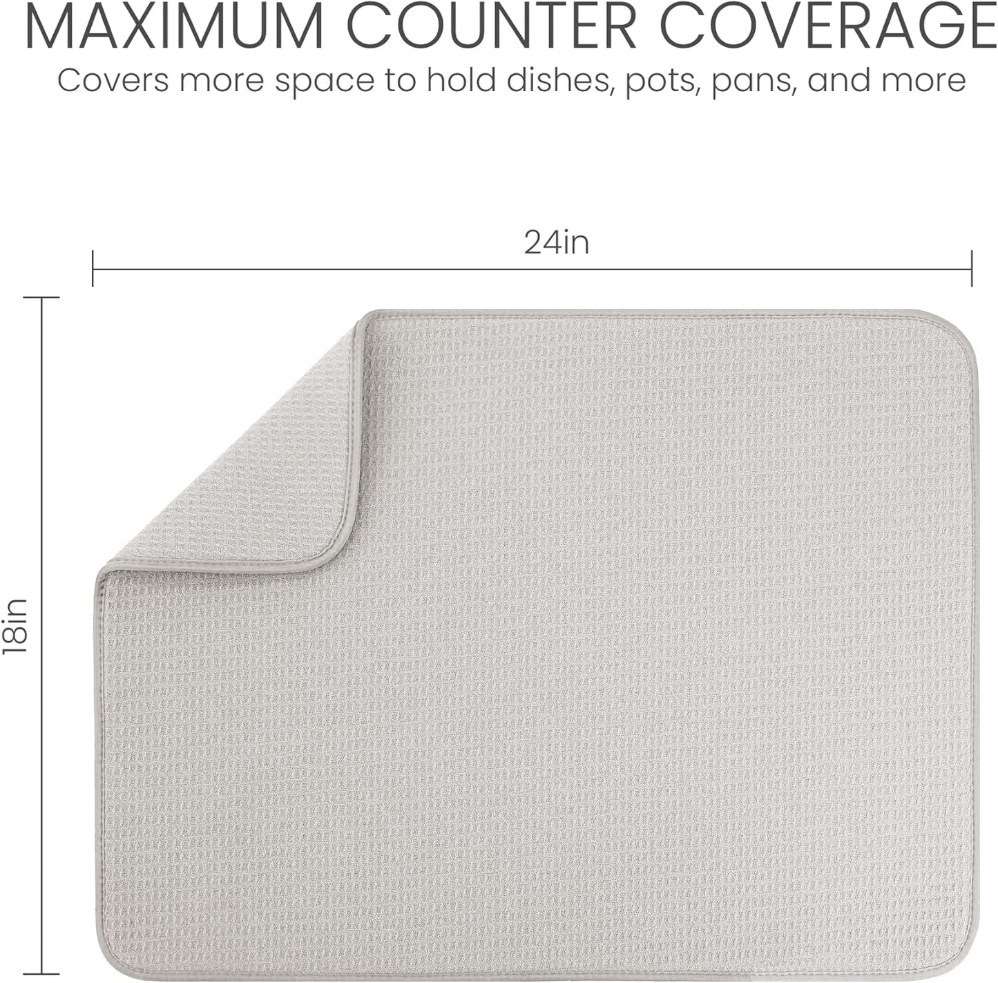 Bellemain XXL Dish Mat Microfiber Dish Drying Mat, Super absorbent (Light Grey, 17" x 24")