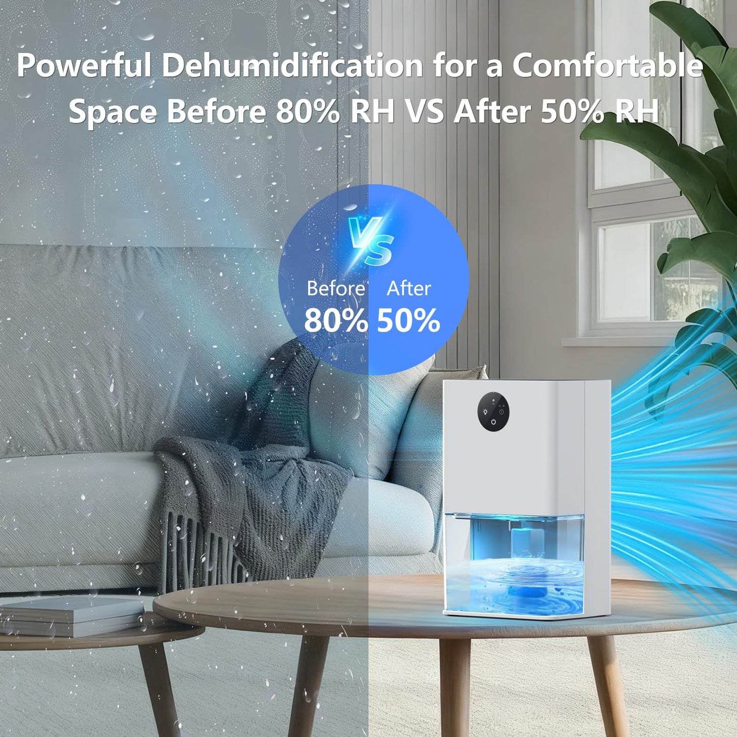 Deyagoo 50OZ Dehumidifier, Small Dehumidifier for Bedroom Closet 300 Sq. Ft