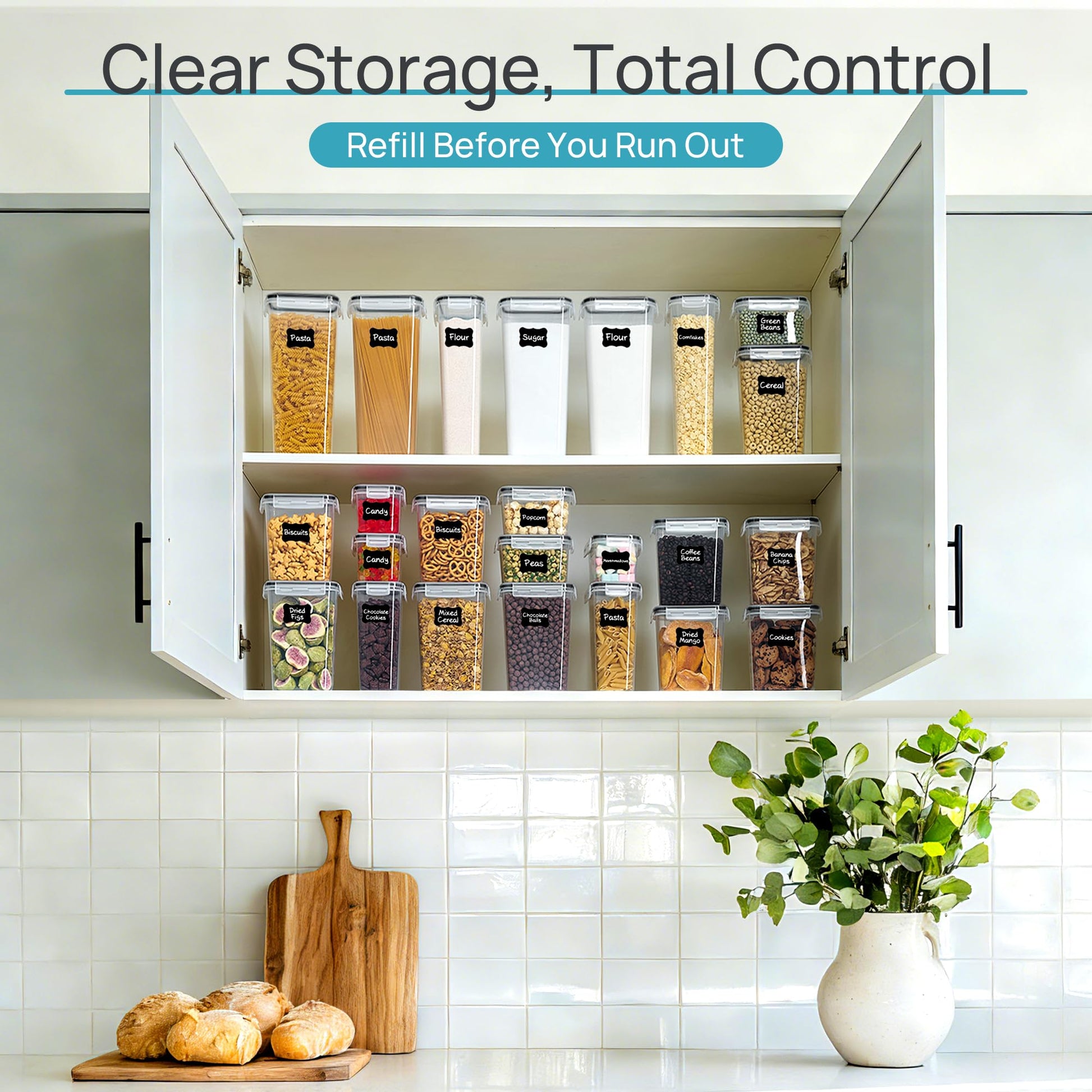 Vtopmart Airtight Food Storage Containers with Lids, 24 pcs, Black
