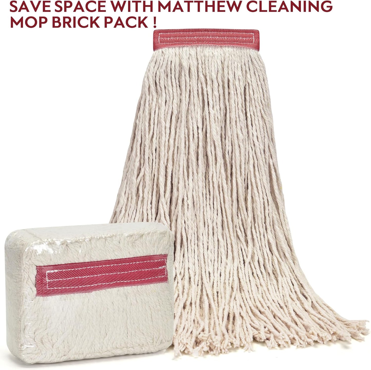 MATTHEW CLEANING 16oz 12Pack Cotton Mop Head Replacement,Cotton Looped-Open String Heavy Duty String Mop Refills, Universal Headband Blend,Floor Cleaning for Home, Industrial and Commercial Use(White)