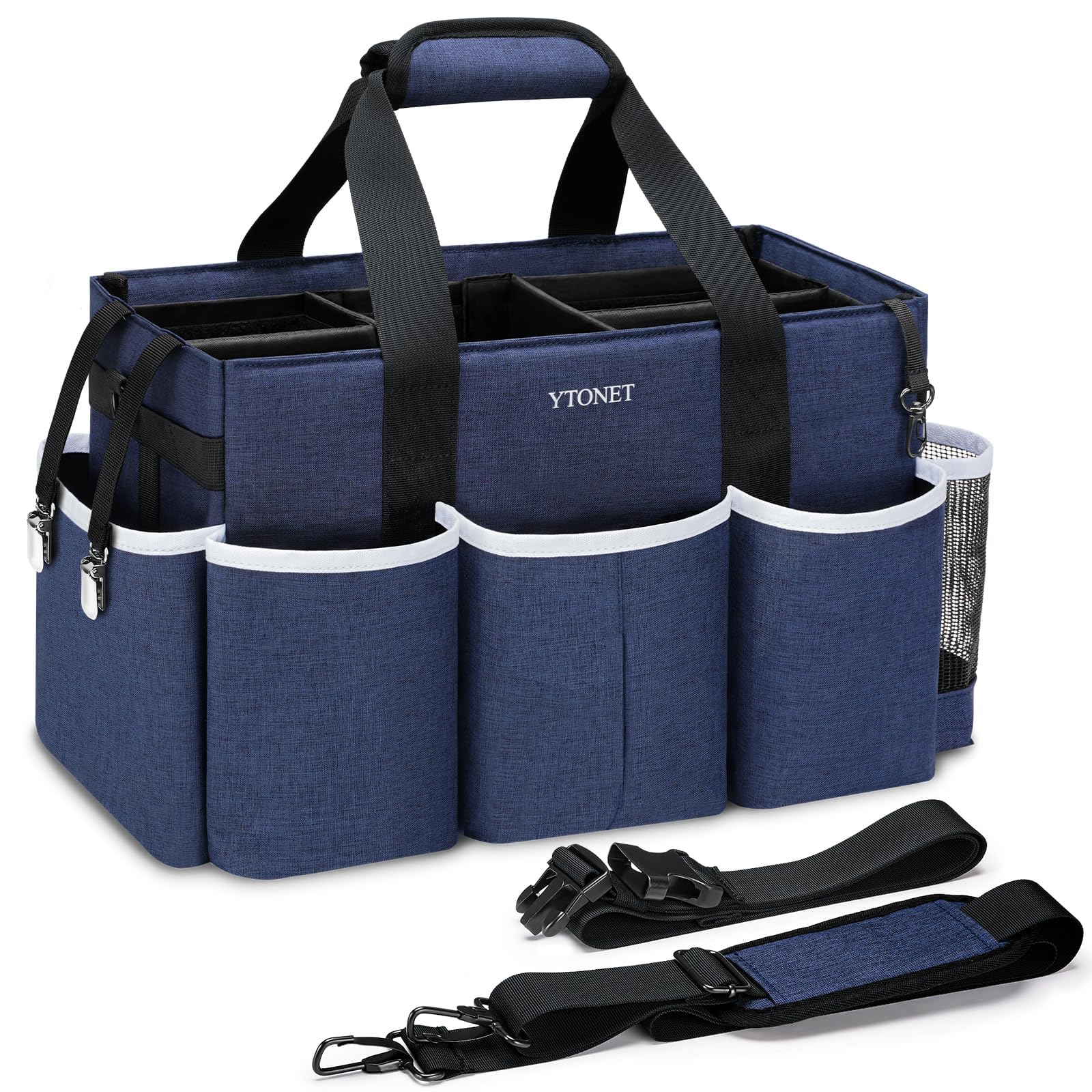 Ytonet Wearable Cleaning Caddy Bag, Large Cleaning Supplies Organizer, Blue
