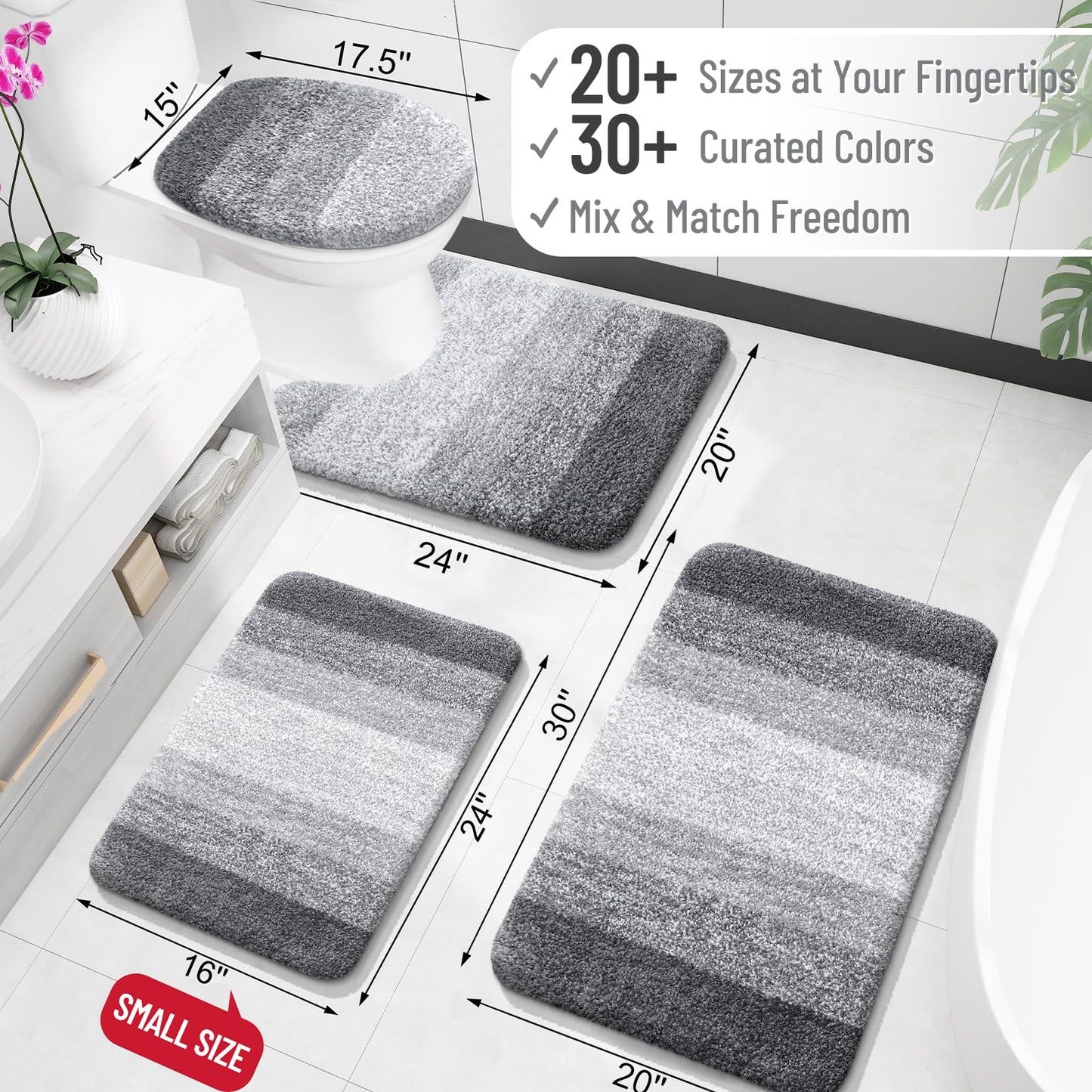 OLANLY Bathroom Rugs Mat 30x20, Extra Soft Absorbent Microfiber Bath Rugs