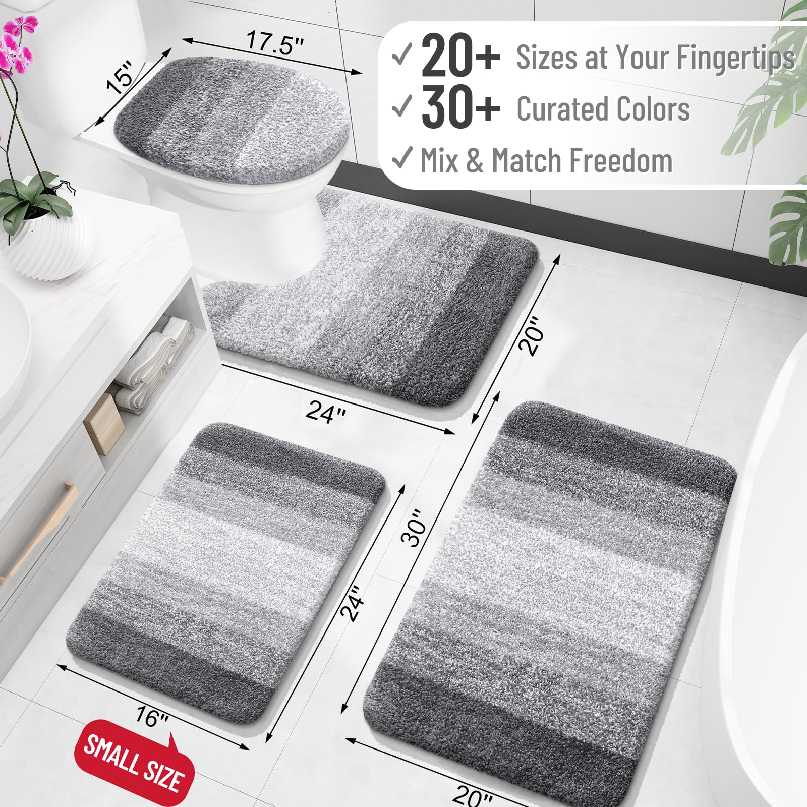 OLANLY Bathroom Rugs Mat 30x20, Extra Soft Absorbent Microfiber Bath Rugs