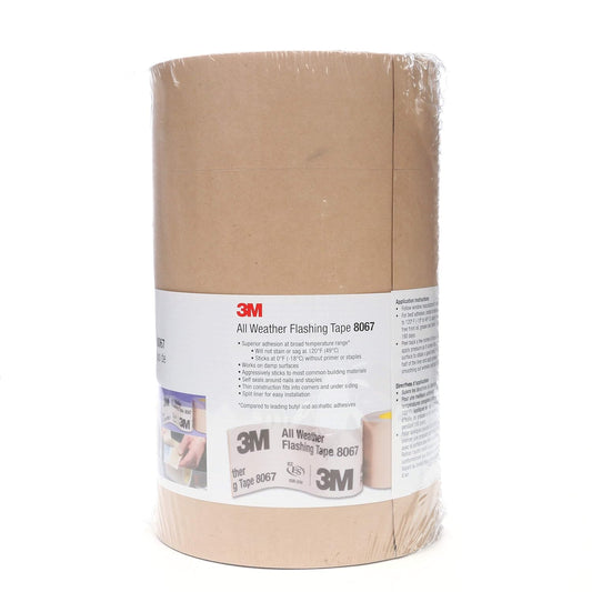 3M All Weather Flashing Tape 8067, 9 in x 75 ft, 1 Roll, Adhesive Backed Split Liner, Prevents