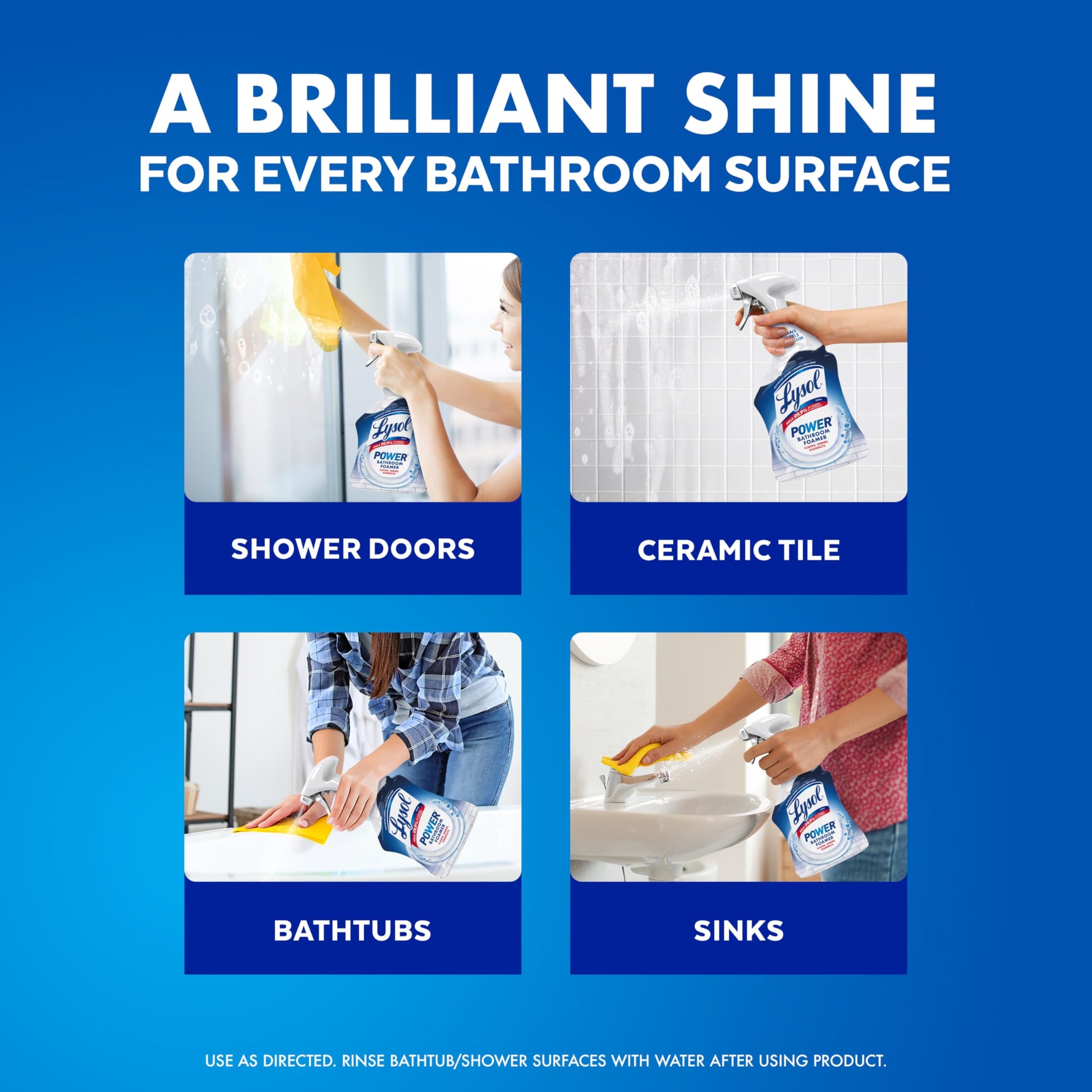 Lysol Power Foaming Bathroom Cleaner, Multipurpose Cleaner for Showers, Bathtubs, Sinks