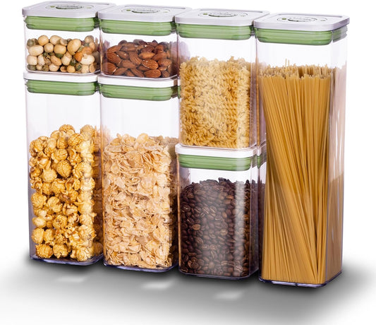 linoroso Pop Airtight Food Storage Containers with Date Recording Lids, Stackable Plastic Storage