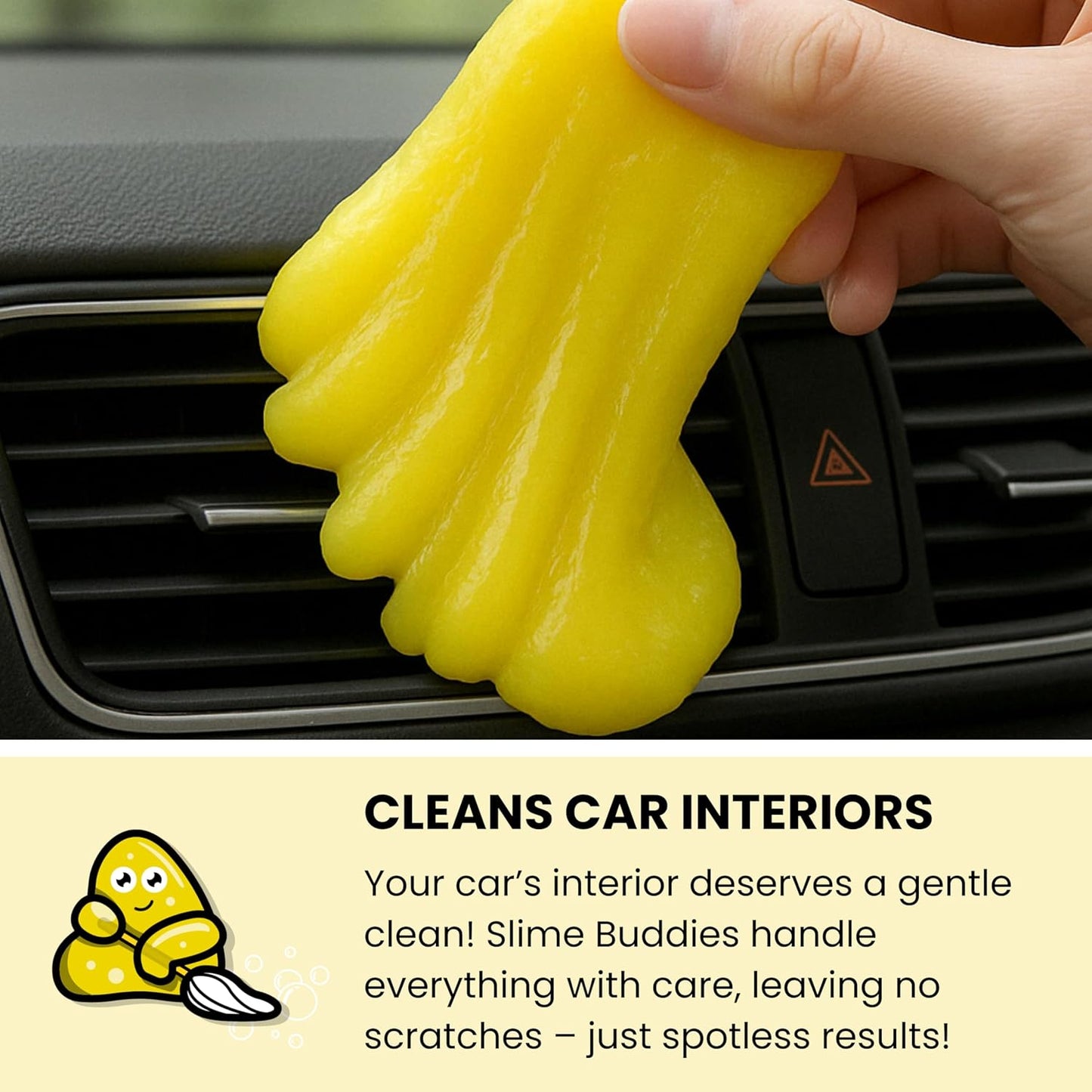 Slime Buddies Car Cleaning Gel Putty - 12 Pack Lemon Scented Interior Detailing Tool for Cup Holder, Air Vent & Keyboard - Reusable Auto Detailing Accessories - Dust Remover Goop - Gifts for Men Women