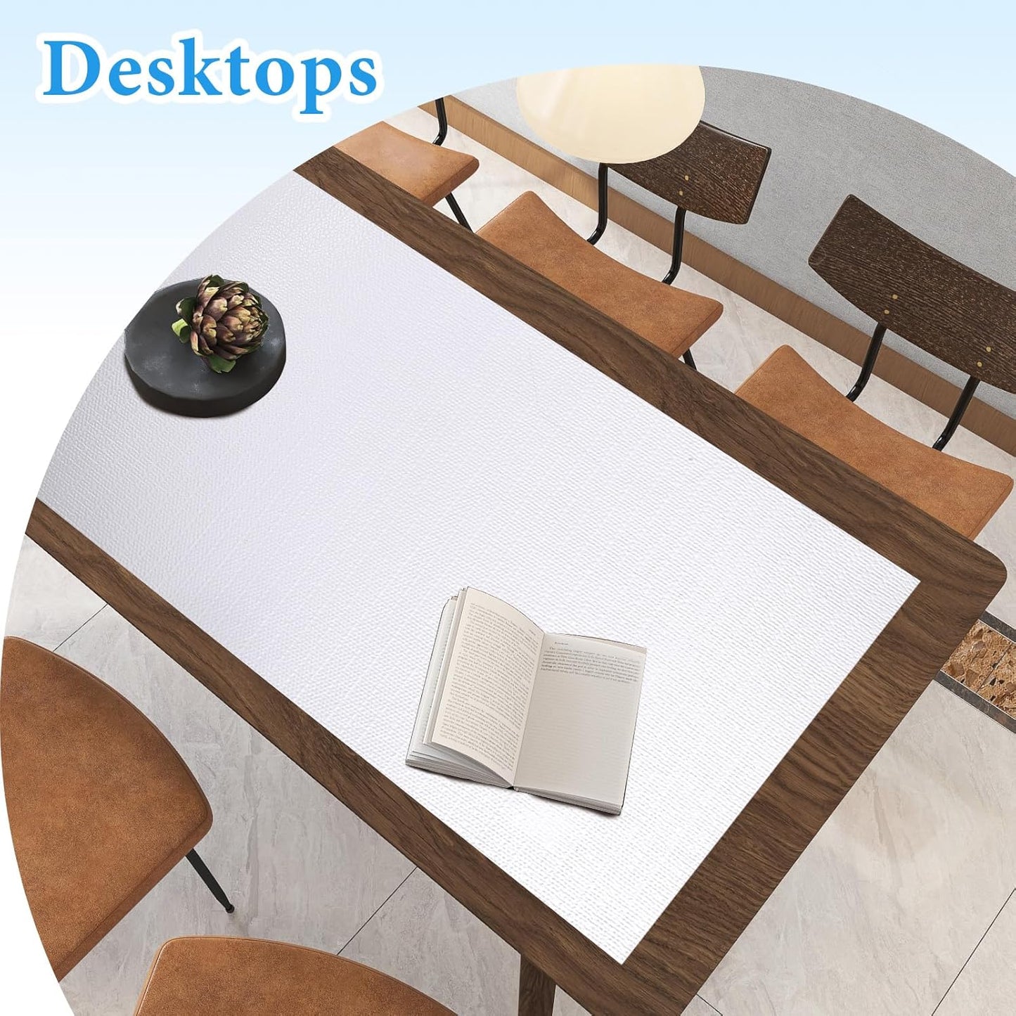 Shelf Liners for Kitchen Cabinets 17in x 20FT Non Adhesive Drawer Liner White Thickened Shelf Liner Paper Strong Non-Slip Easy to Clean for Tool Box Refrigerator with Knife and Tape Measure