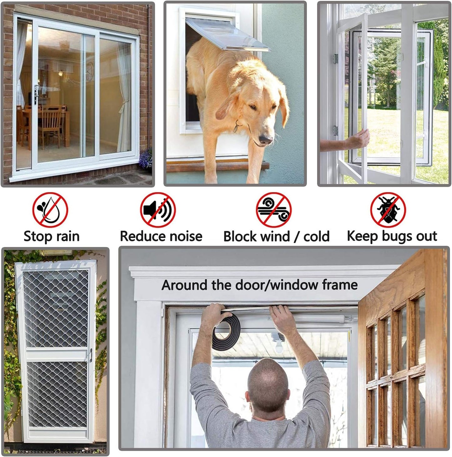 Weather Stripping Brush for Sliding Windows/Doors Frame Side,Pile Self Adhesive Weatherstrip Seal Strip Sealer Draft Stoppers (33ft x11/32 Backing x 3/16 Brush inch, White)