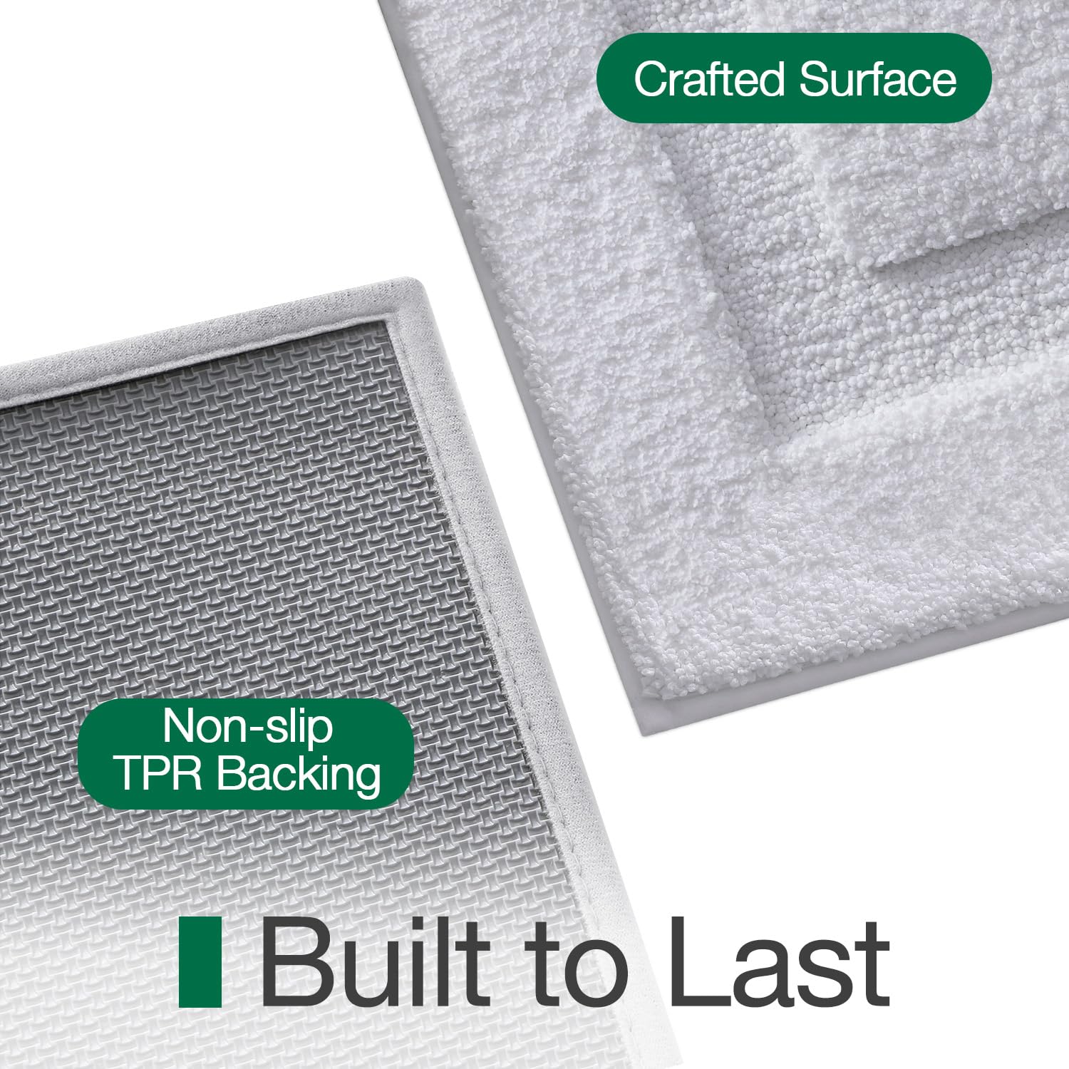 LUMI Ultra Soft Bathroom Rugs Absorbent, Non Slip Bath Mat 24x36, White