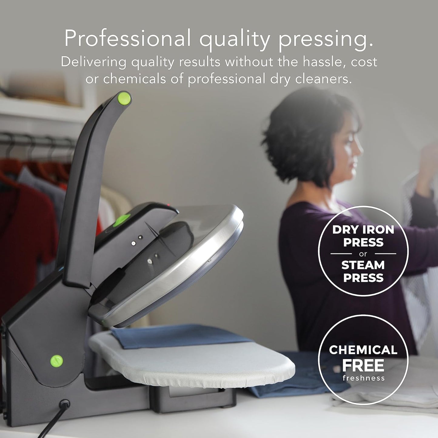 Steamfast SF-680 Digital Steam Press with Multiple Fabric Settings and Steam Burst Function,Stainless/Black