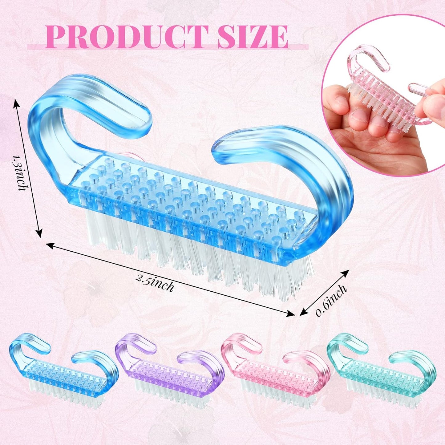 Patelai 24 Pcs Handle Grip Nail Brush Bulk Colorful Nail Scrubber Cleaner Fingernail Brushes Hand Toes Scrub Cleaning Brushes Pedicure Scrubbing Tool for Men and Women, Multicolor Brush