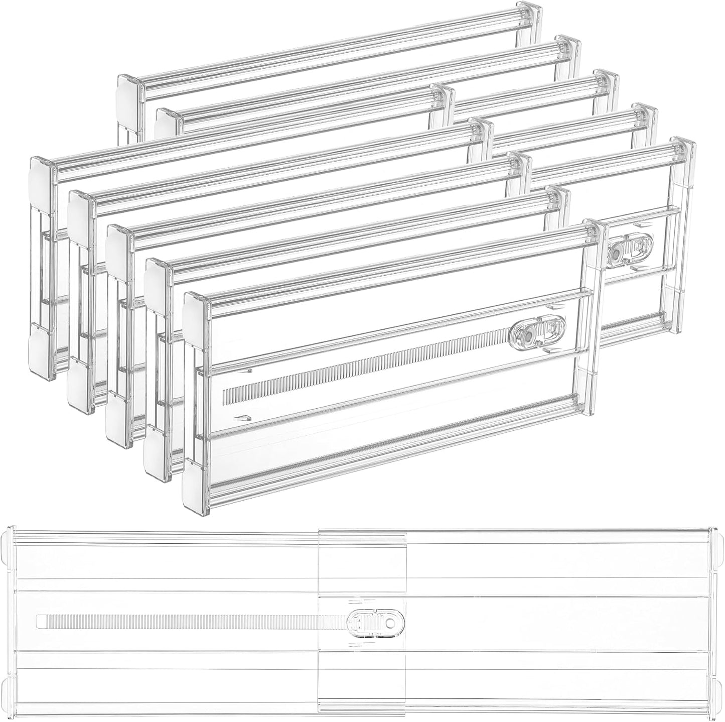 Vtopmart 10 Pack 6" Tall Upgrade Drawer Dividers for Big and Deep Drawer, 12.8"-22.3" Adjustable Expandable Dresser Drawer Organizer, Clear Plastic Separators for Dresser, Baby Supplies, Kitchenware