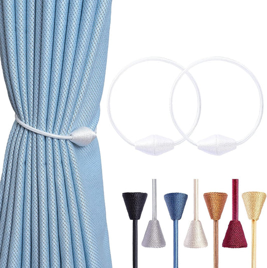 2 PCS Magnetic Curtain Tiebacks, European Style Convenient Drape Tie Backs Holdbacks for Thin or