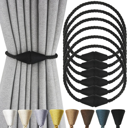 6 Pack Magnetic Curtain Tiebacks Rope Modern Handmade Curtain Tie Backs Decorative Drapes Weave