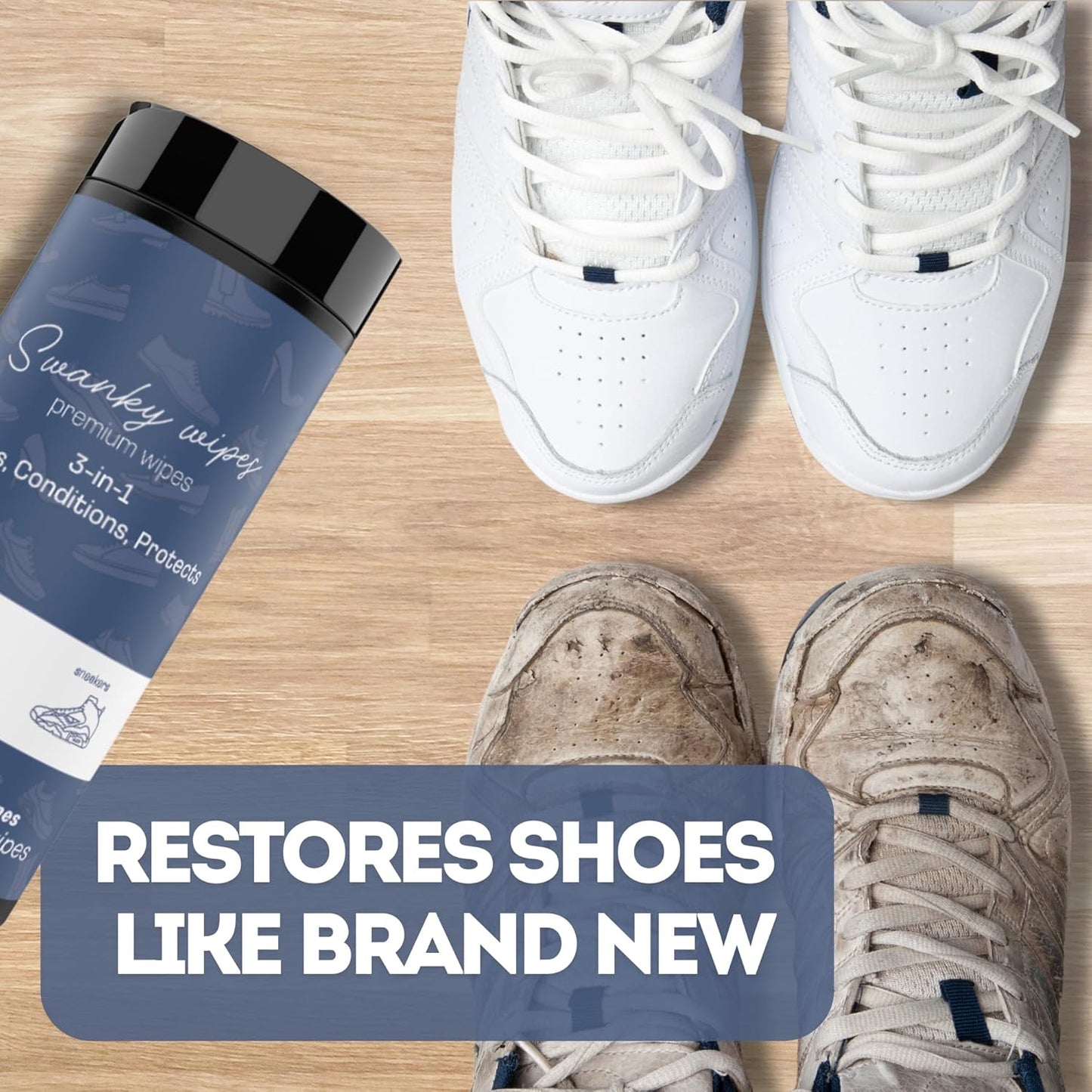 Swanky Shoe Cleaner Wipes - Leather and Sneaker Cleaner, Removes Dirt, Grime and Stains, Quick & Easy Shoe Sole and Boot Cleaning Wipes, Essential Shoe Cleaning Supplies - Canister, 400 Count