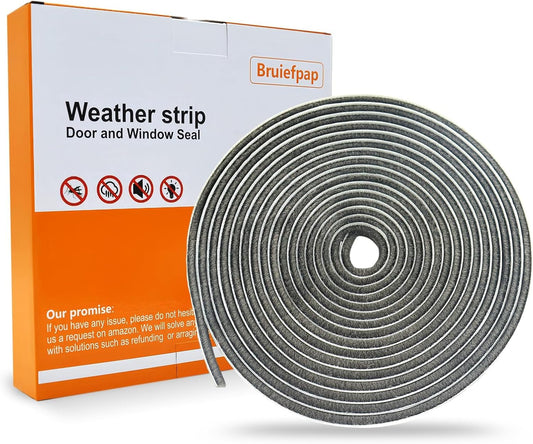 24.6FT Brush Weather Stripping, Neat Pile Self Adhesive Seal Strip for Windows and Door, Weatherstrip for Soundproofing, Windproof, Dustproof, Stronger Stickiness, 0.35'' Wide x 0.6'' Thick, Grey