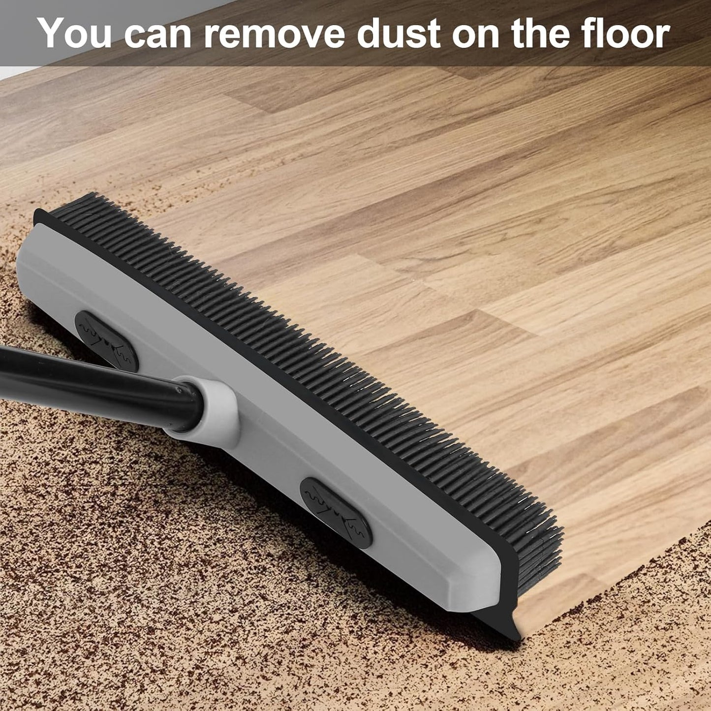 Pet Hair Removal Rubber Broom with Squeegee, Carpet Rake for Pet Hair with 59" Telescoping Long Handle, Fur Remover Rake for Carpet, Hardwood Floor, Tile