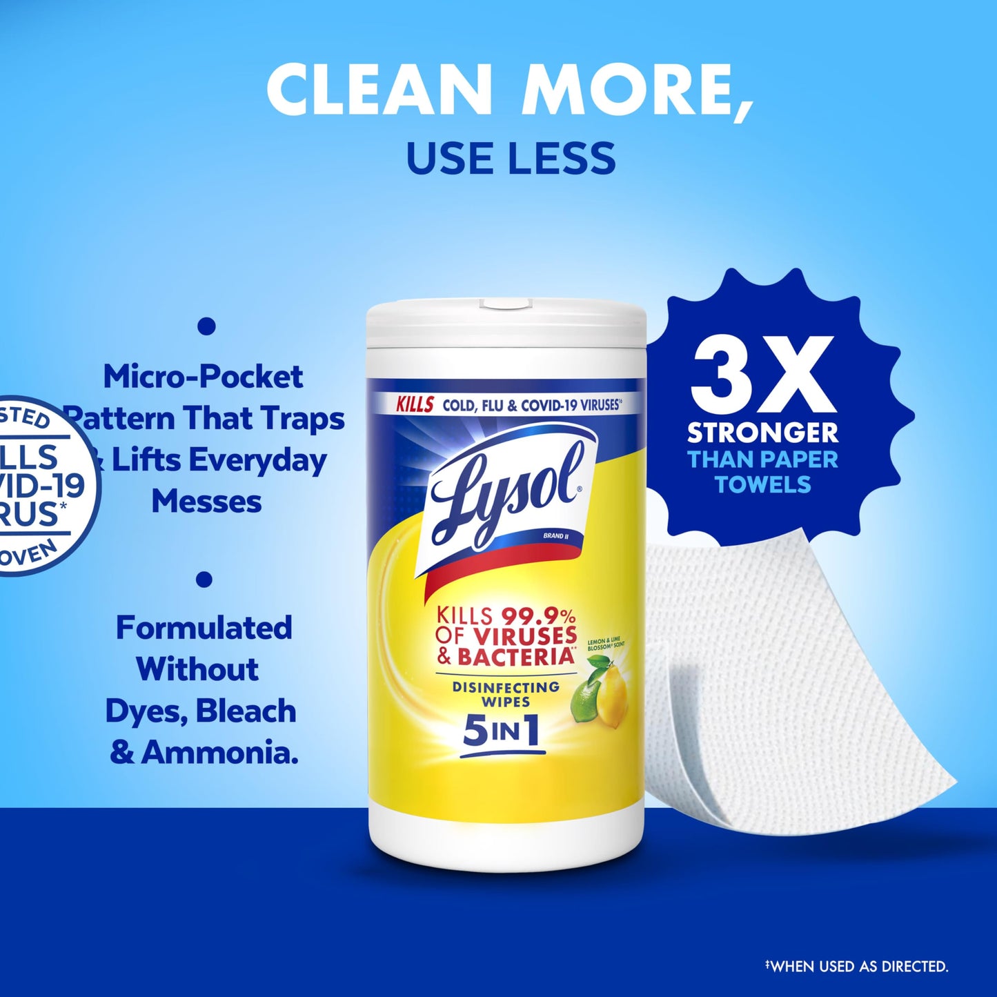 Lysol Disinfecting Wipes, Multi-Surface Cleaner, Lemon, 80 ct. (4 Pack)