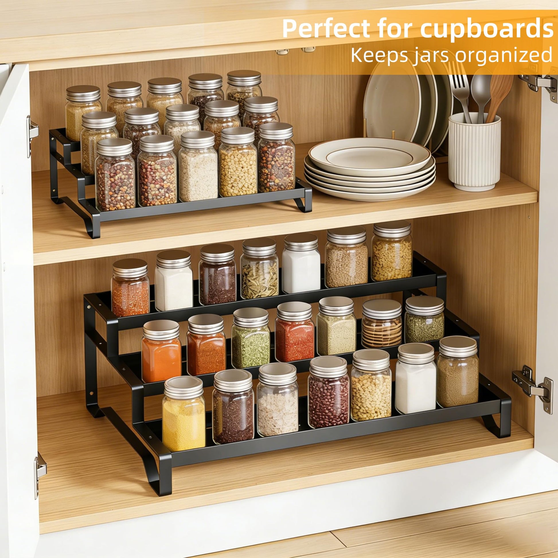 PEEKUP Spice Rack Organizer for Cabinet, 13-21.5" Expandable Spicy Shelf