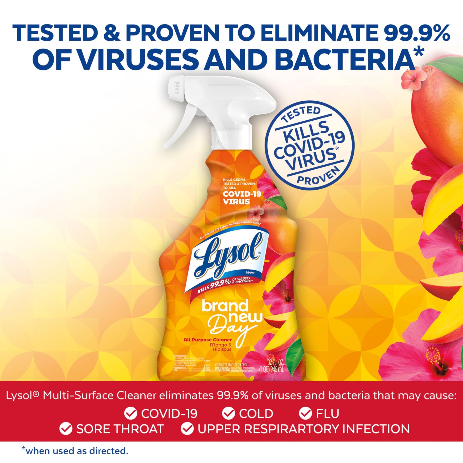 LYSOL Bathroom Cleaner Spray, Foaming Cleaner for Bathrooms, Showers, and Tubs, Mango & Hibiscus