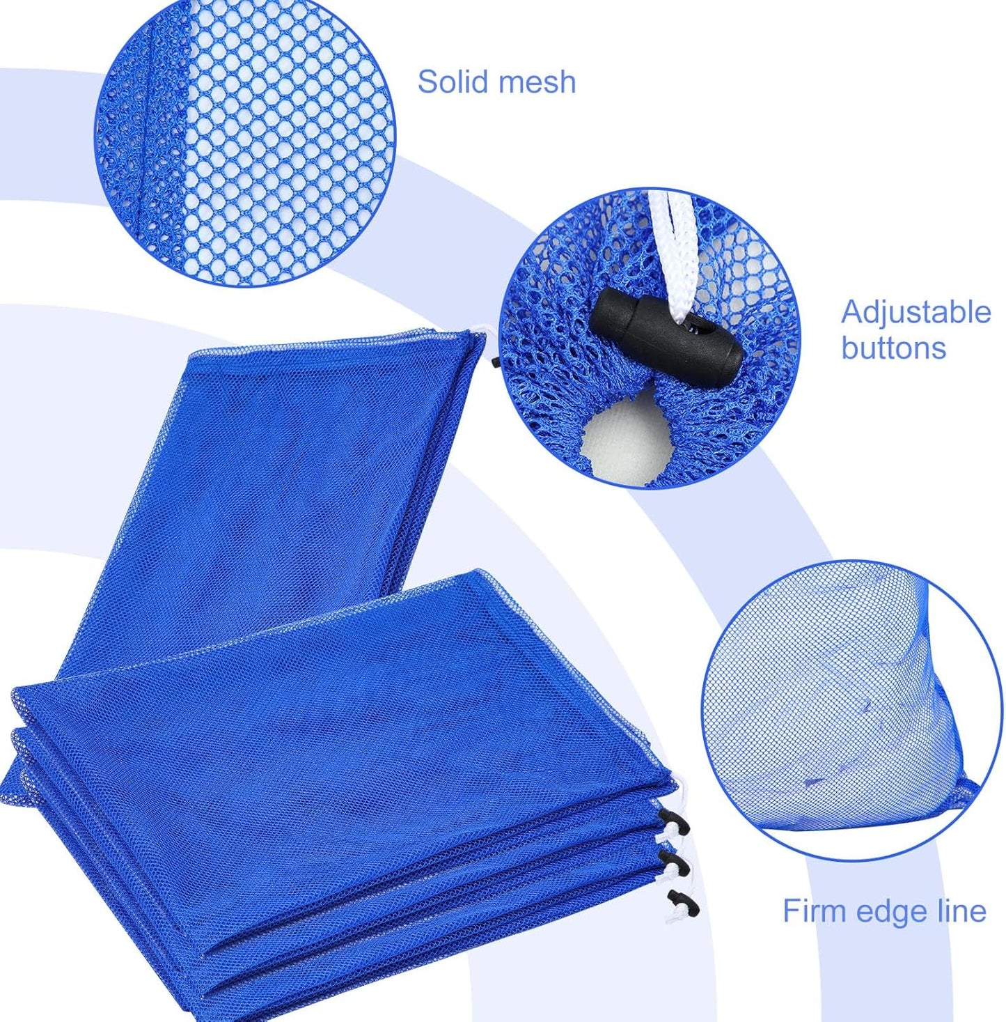 Berlune 30 Pack 24 x 36 Inches Large Mesh Bags for Laundry, Wash bags, Sturdy Mesh Material Closed with Drawstring, Factory, University, Dormitory, Travel and Apartment Dweller (Blue)