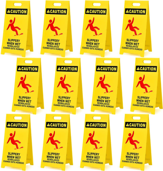 MATTHEW CLEANING 25'' Industrial Wet Floor Sign 12 Pack 2-Sided Durable Corrugated Plastic Birght