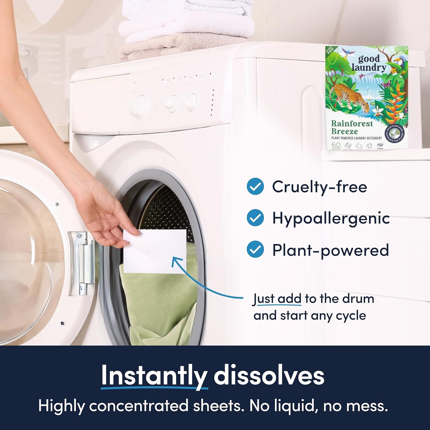 Good Laundry Rainforest Breeze Detergent Sheets, & Dryer Sheet Bundle - No Plastic Jugs, Eco-Friendly, Zero Harsh Chemicals, Hypoallergenic - Based in the USA