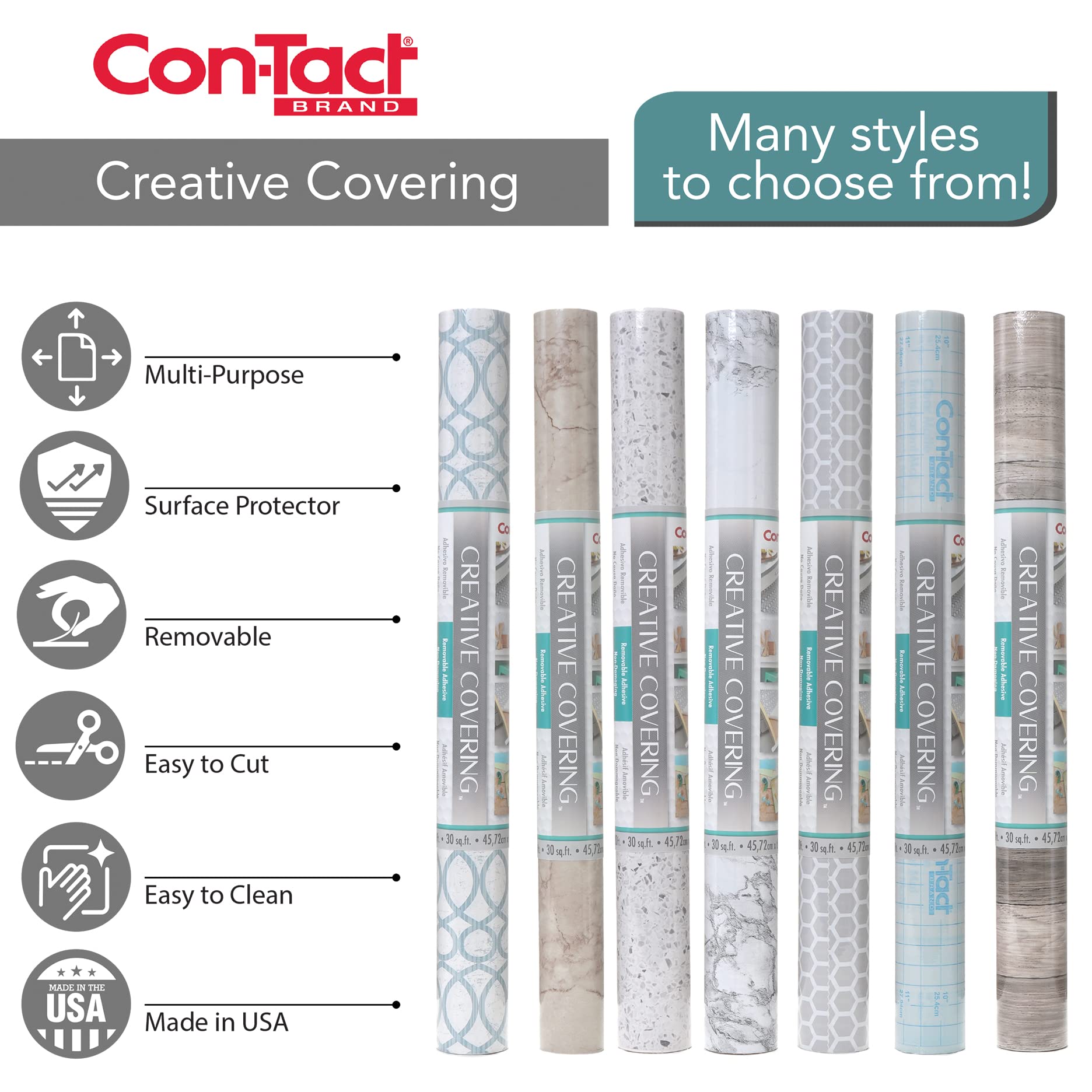 Con-Tact Brand Creative Covering, Self-Adhesive Shelf Liner, Multi-Purpose Vinyl Roll, Easy to Use