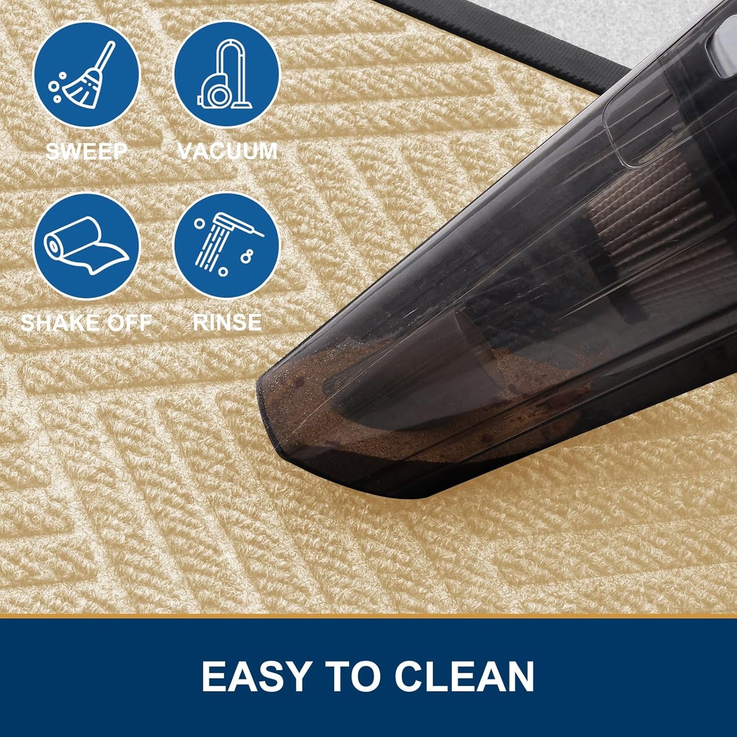 Smiry Front Door Mat Outside Entrance, Heavy Duty Outdoor Indoor Natural Rubber Doormat, Non Slip, Trap Dirt and Moisture, Easy Clean, Low Profile Patio Porch Entryway Mat, 35x23, Beige