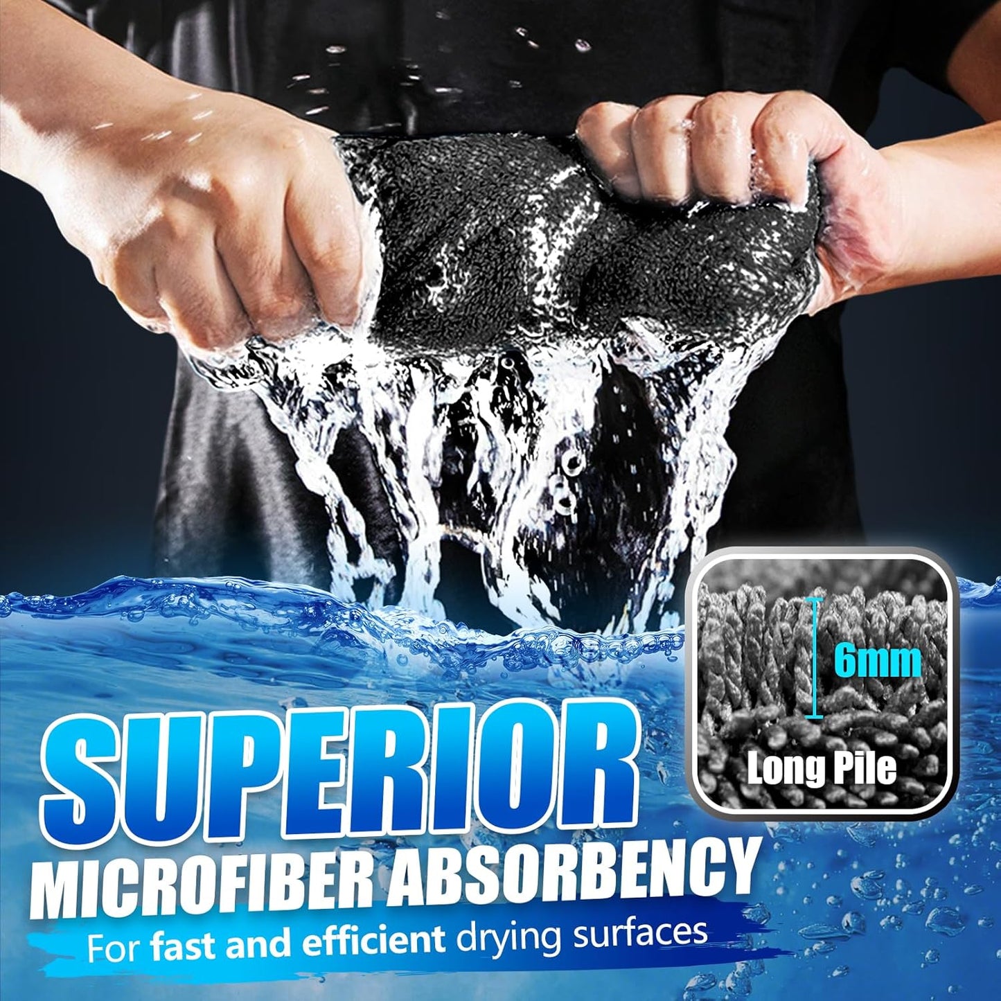 Airlab Car Drying Towel Microfiber Towels for Cars 1200 GSM Wash Auto Detailing Supplies Twist Pile Cleaning Cloth Absorbent Quick Dry Soft Loop Dry Flash Towel, 24 x 16 Inch, Pack of 1, Grey