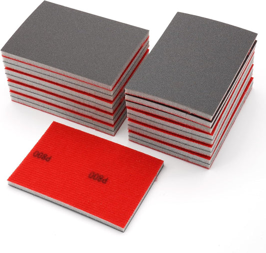 20 Pack 800 Grit Sanding Sponge, 3 x 4 Inch Soft Foam Sanding Block Wet Dry Sanding Pads, Washable Sandpaper Sponge Drywall Sand Block for Wood, Metal, Furniture Polishing (800 Grit)