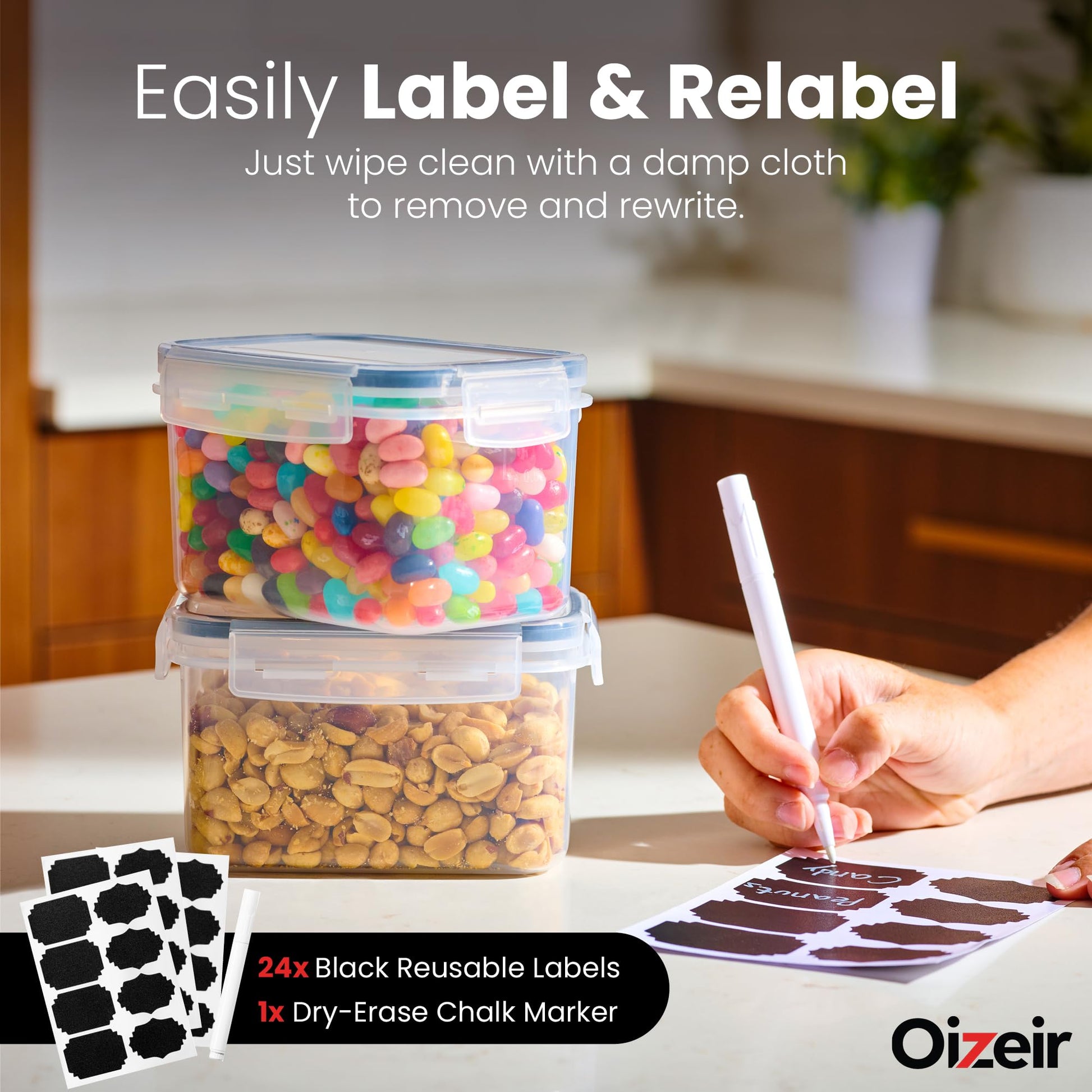 Oizeir Airtight Food Storage Containers with Lids 24-Pack, Pantry Kitchen