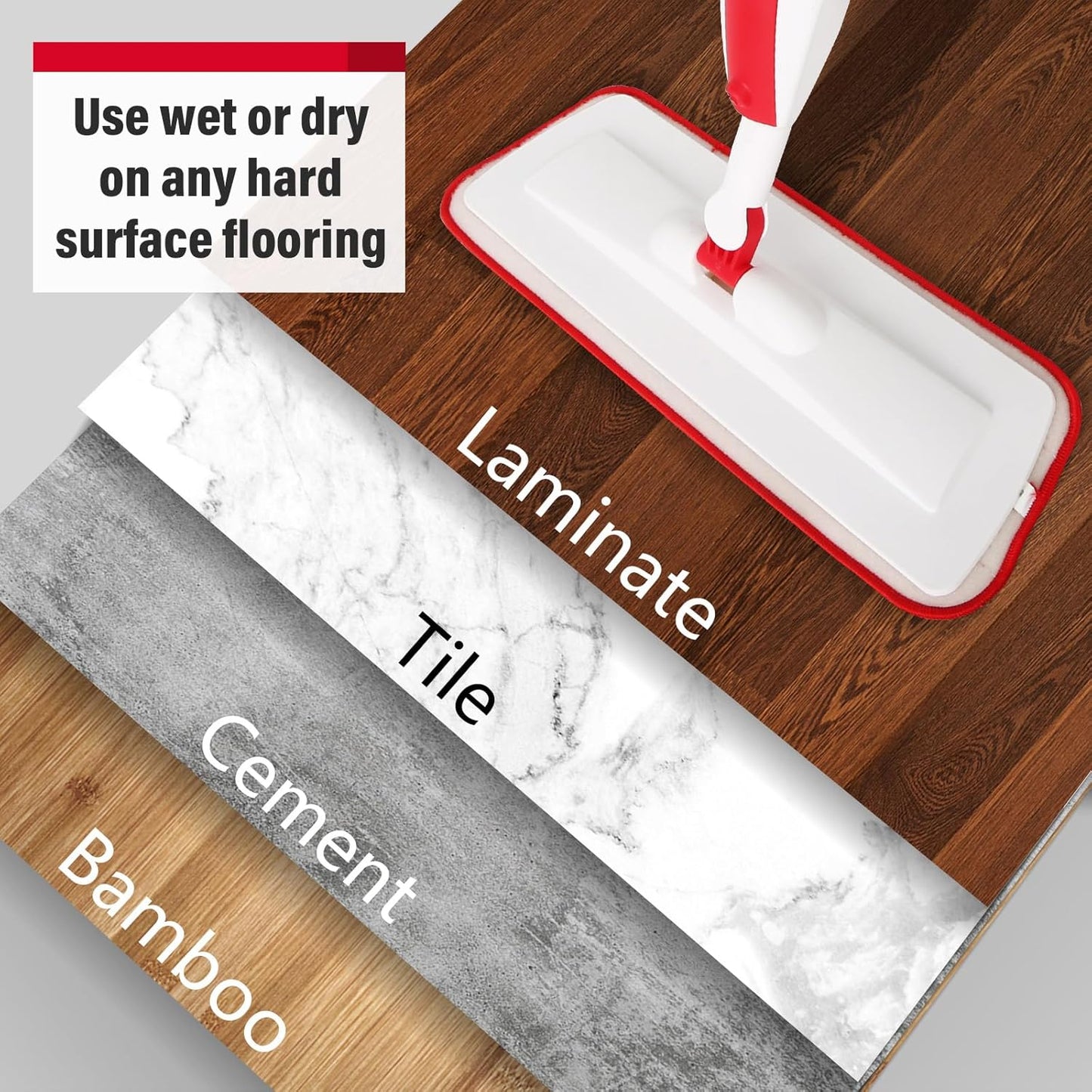 Spray Mops for Floor Cleaning Floor Mop with a Refillable Spray Bottle and 2 Washable Microfiber Pads Home or Commercial Use Dry Wet Flat Mop for Hardwood Laminate Wood (Red)