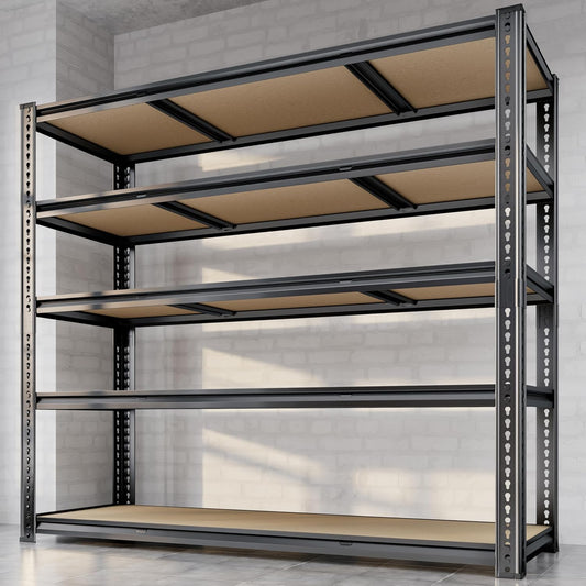 48"W Garage Shelving, 3050LBS Storage Shelves Heavy Duty, 5 Tier Metal Shelving Unit Adjustable