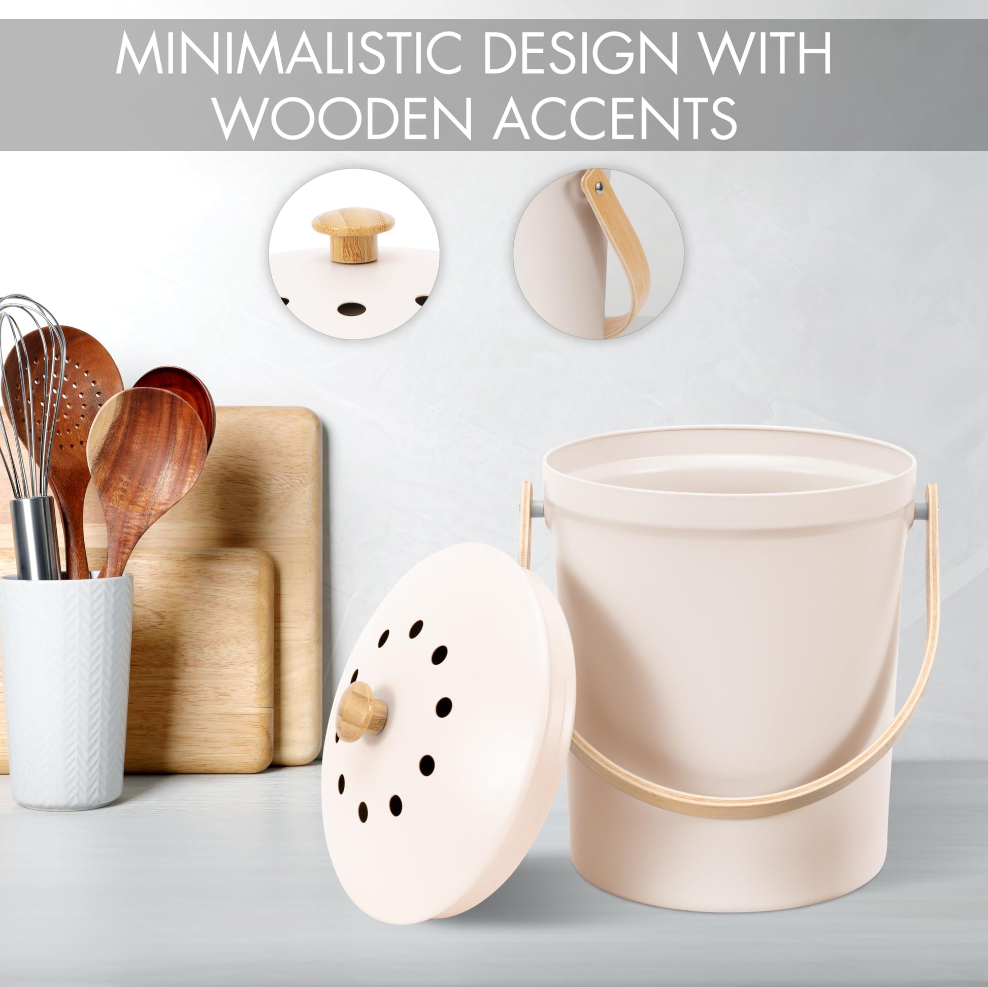 Beautiful Kitchen Compost Bin with Smell Proof Lid - Rust Proof and Odorless Compost Bucket for
