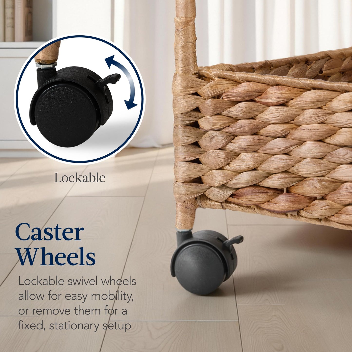 Best Choice Products 3-Tier Water Hyacinth Rolling Nursery Caddy w/Wheels, Utility Cart, Storage