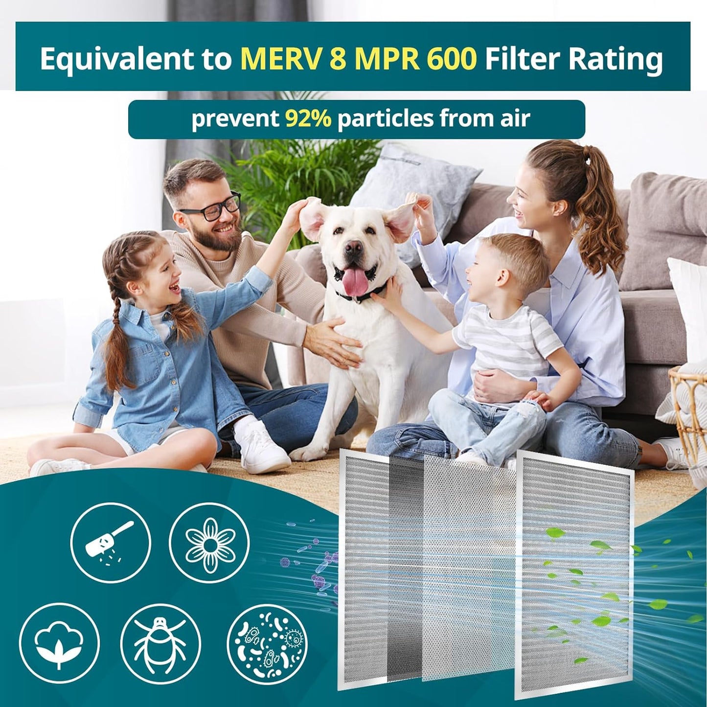 Torjim 14x24x1 MERV8 Washable & Reusable Electrostatic Air Filter, AC/HVAC Furnace Filter, Breathe Fresher, Easy Install