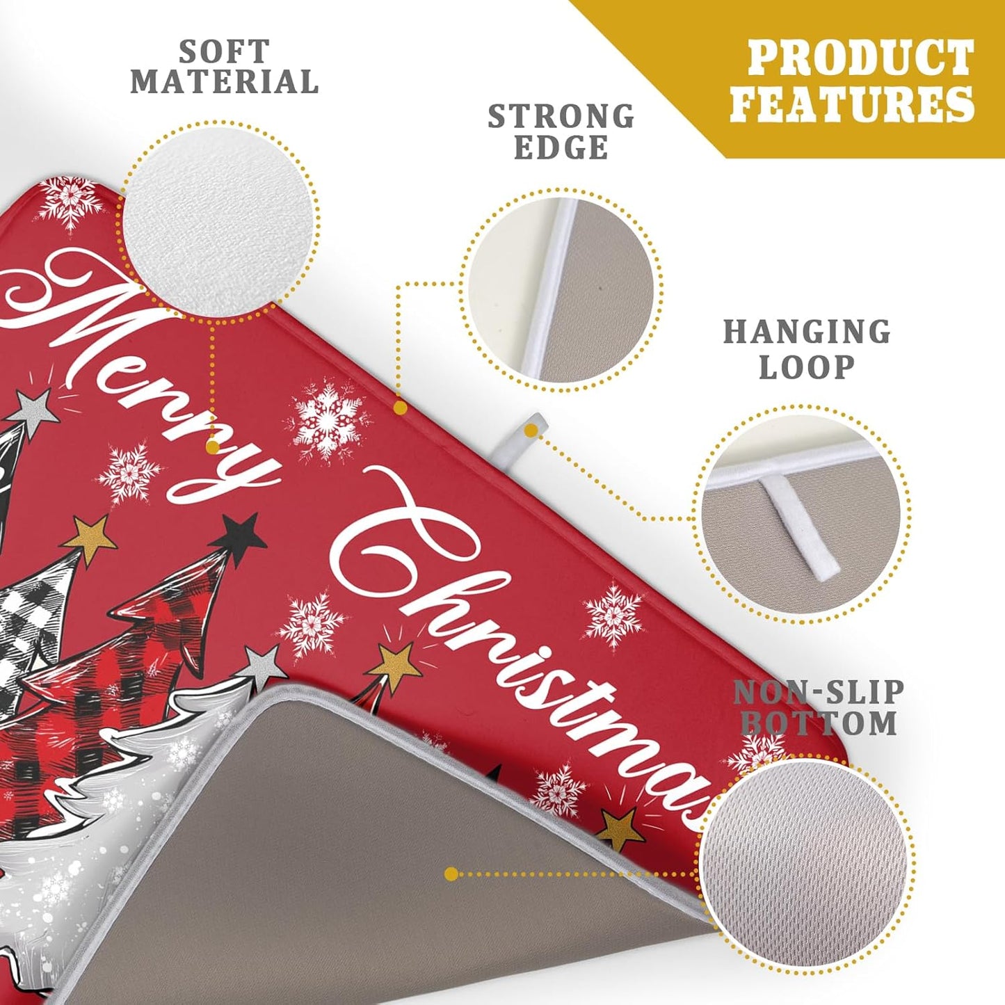 Merry Christmas Dish Drying Mats for Kitchen Counter 18x24 Inch Christmas Tree Snowflake Mat Xmas Buffalo Plaid Dish Rack Mat Reversible Absorbent Dishes Pad Kitchen Accessories for Counter tops