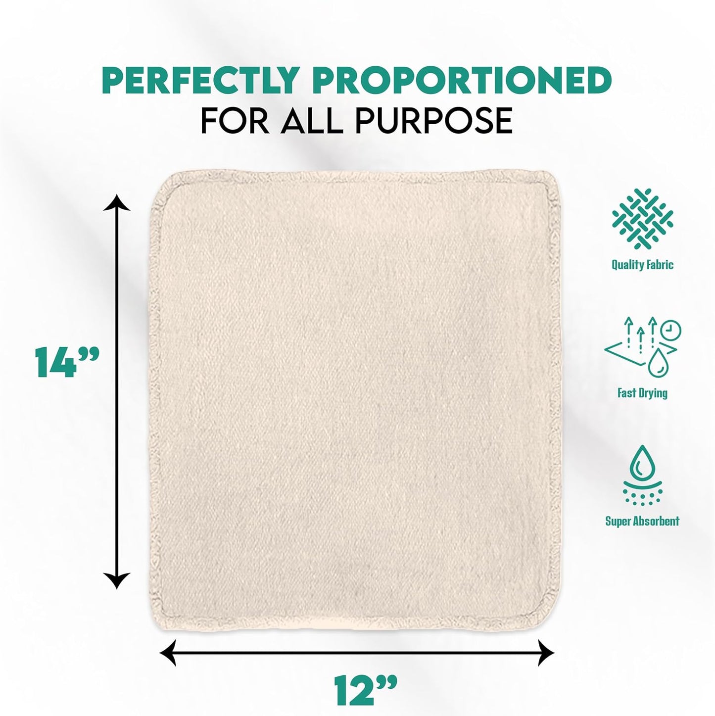 ZUPERIA Cotton Shop Towel – Multipurpose Cleaning Cloths (14" x 12" - Pack of 150 - White) Reusable Shop Rags for Automobiles, Industrial, Restaurants, Garage, and Homes