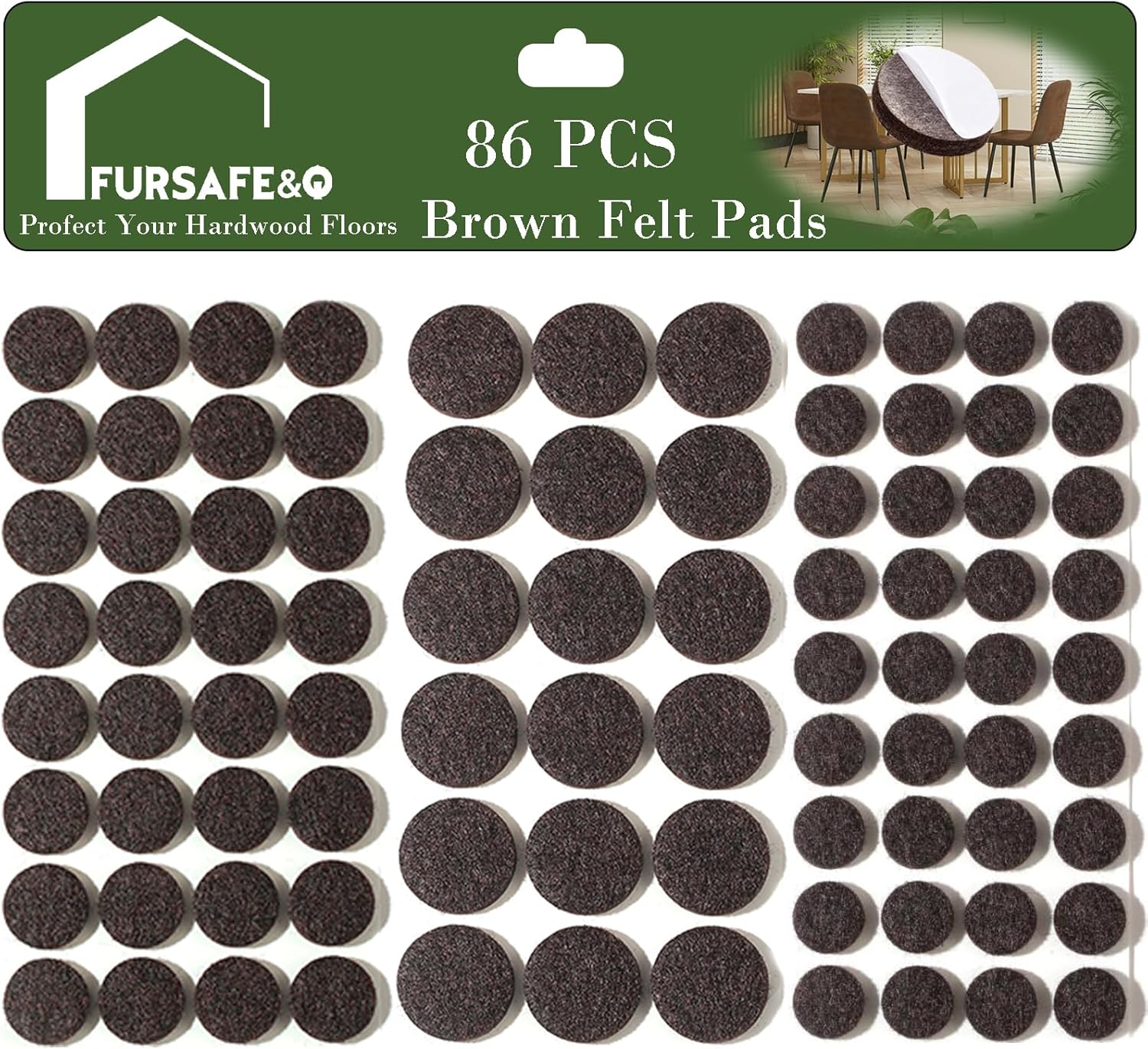 Fursafe&Q Felt Furniture Pads, Furniture Felt Pads for Hardwood Floors -Self Adhesive Chair Leg