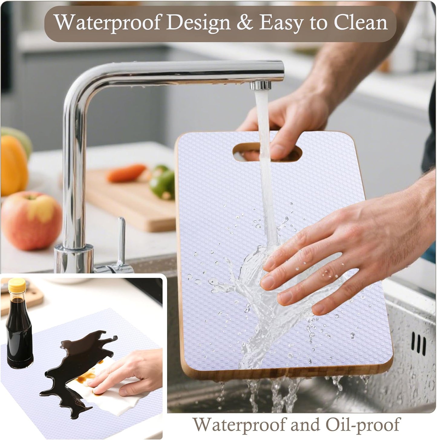 Cabinet Shelf Liners 14 Inch Wide X 20 Ft Kitchen Drawer Liner Non-Adhesive Pantry Cupboard Liner Non-Slip Waterproof & Oil-Proof Refrigerator Shelf Liners Strong Grip Drawer Mat (White)