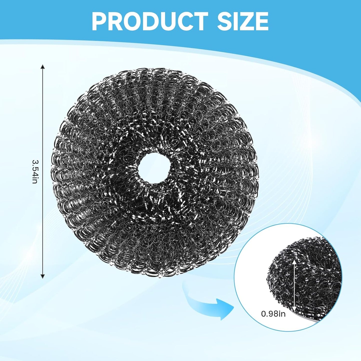 6 Pcs Steel Wool Scrubber, Stainless Steel Scrubber for Cleaning Kitchen and Household Stubborn Messes from Stoves Pans Pots Grill Sink, Replacement Wire Brush Set ( Only Replacement Pad)