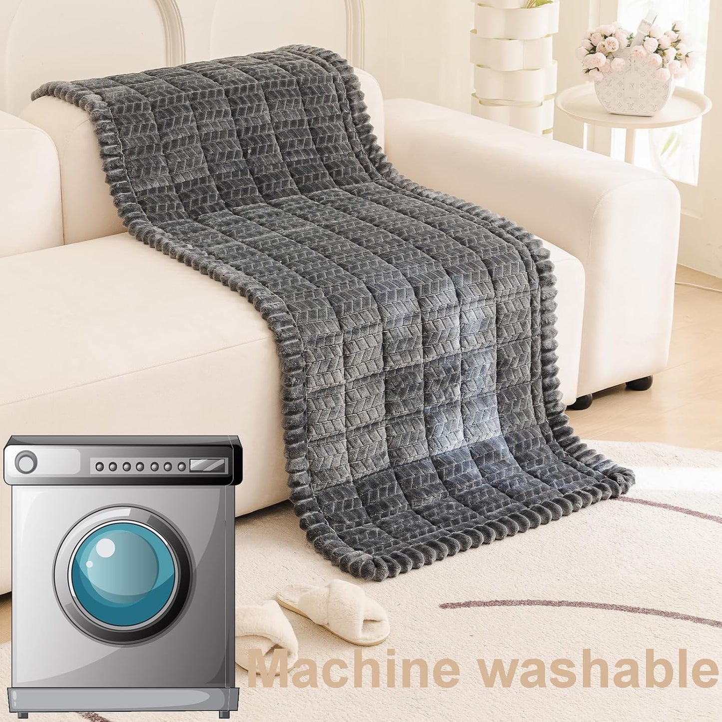 Mivnue Pet Couch Cover Protector Sofa Covers for Pets Washable Non Slip Couches and Sofas Dog Mat (Dark Grey, 27.6" x 59.1")