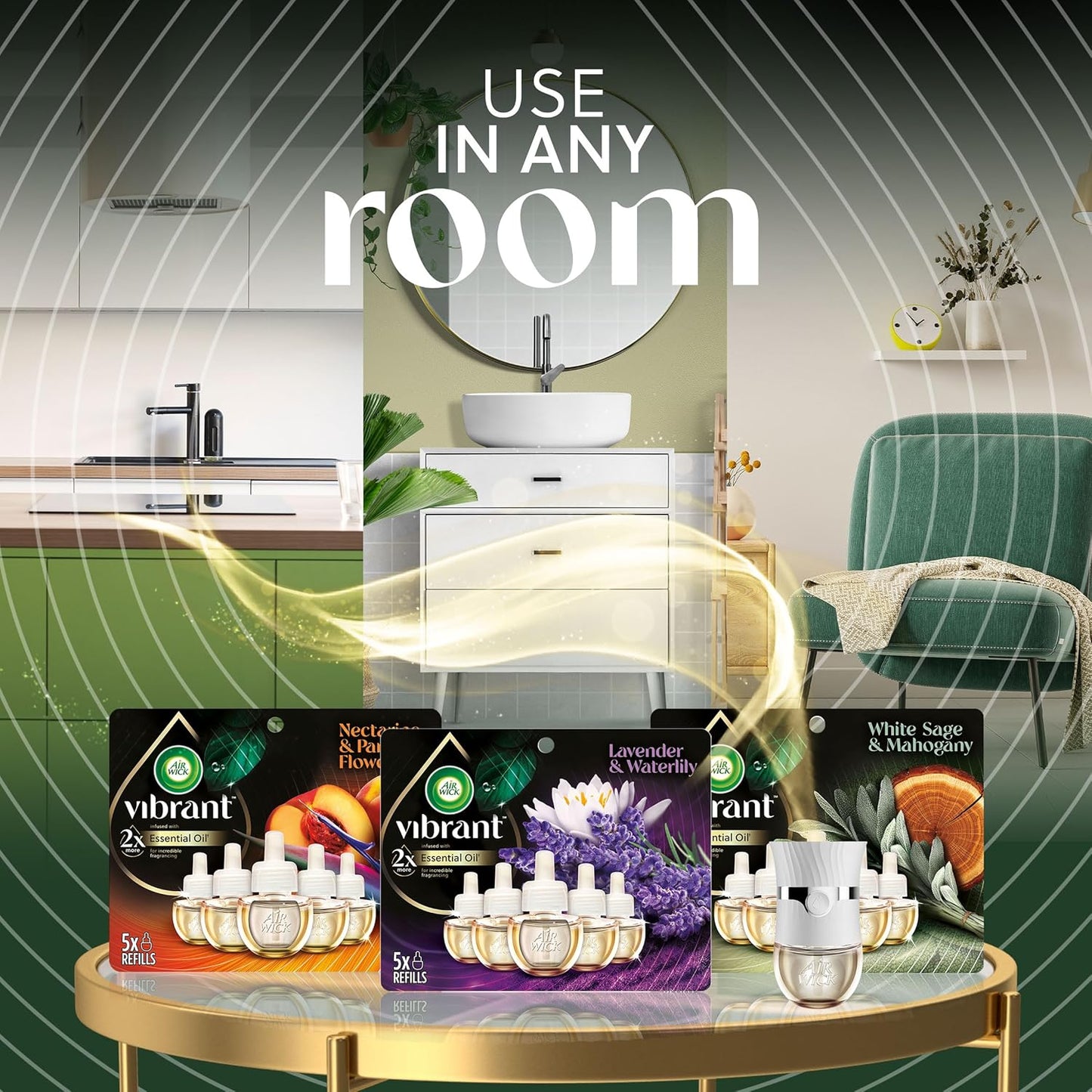 Air Wick Plug In Scented Oil Refills, Sweet Vanilla + Shea Butter, Air Fresheners for Home Long Lasting, Room Fresheners,Air Freshener Plug In, Vanilla Essential Oils, House Essentials, 5 ct