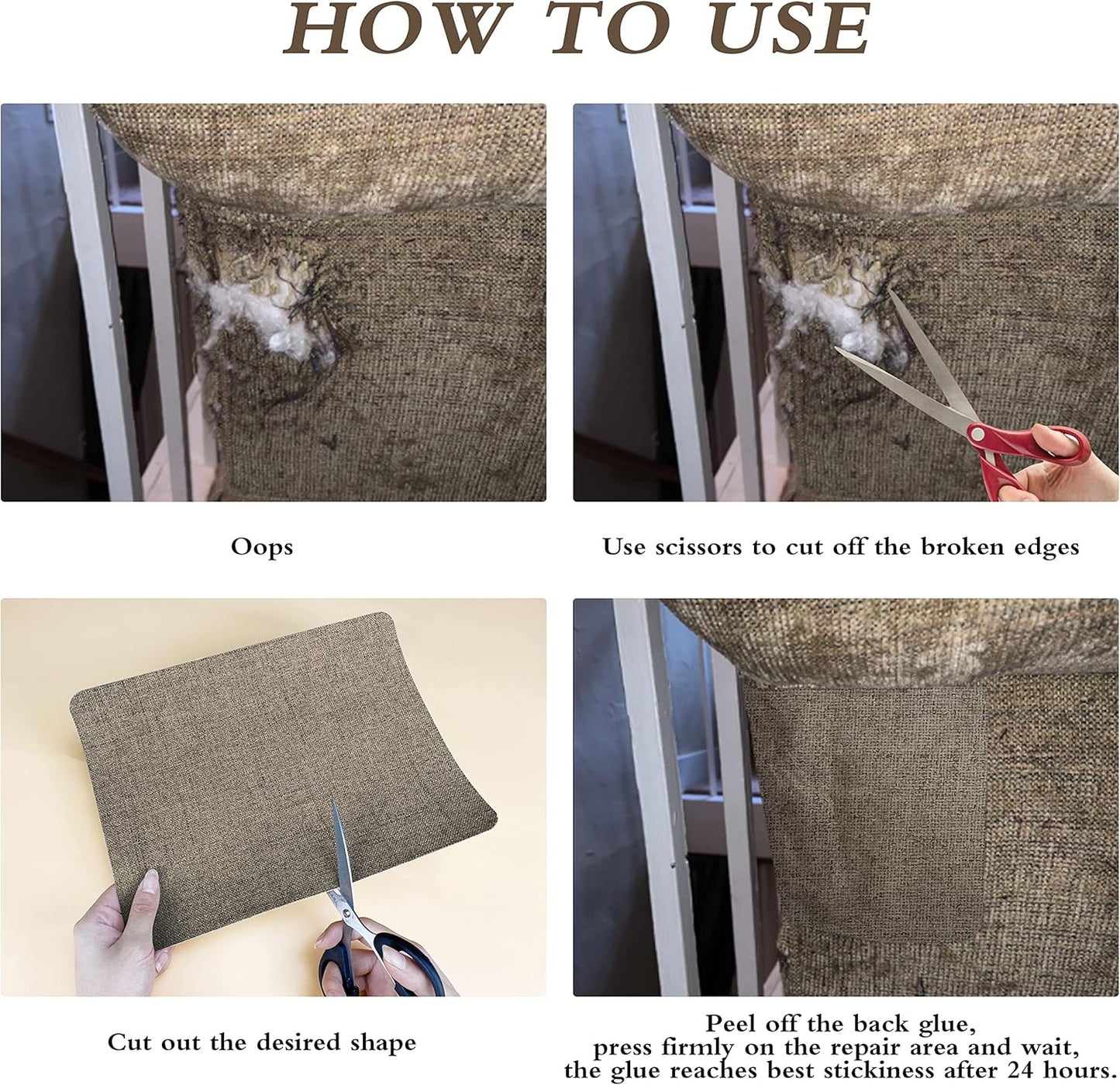 Fine Linen Repair Patches, Self-Adhesive Linen Fabric Patches, 12X40 inch Extra Size, Multi Color, Can be Used for Linen Sofa Repair and Linen Clothes Repair(12" x 40",Beige 3.0)