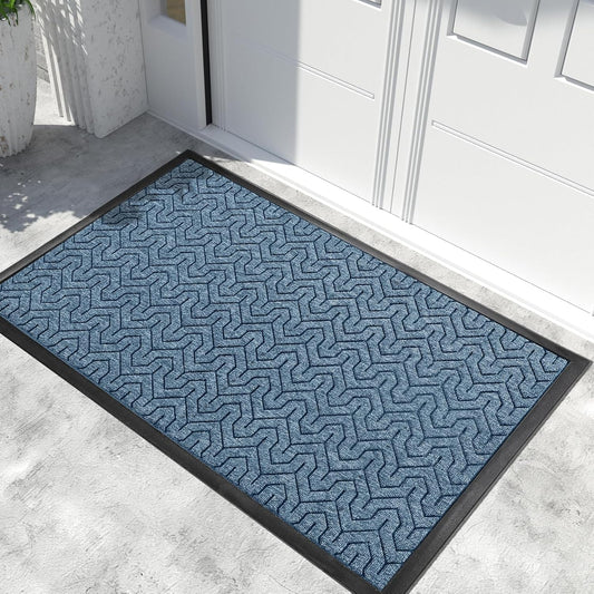 Yimobra Large Door Mat Outside Entrance 47x32, Waterproof Heavy Duty Outdoor Mats for Front Door, Non Slip Rubber Entry Mat for Garage Patio, Easy Clean, Mix Blue