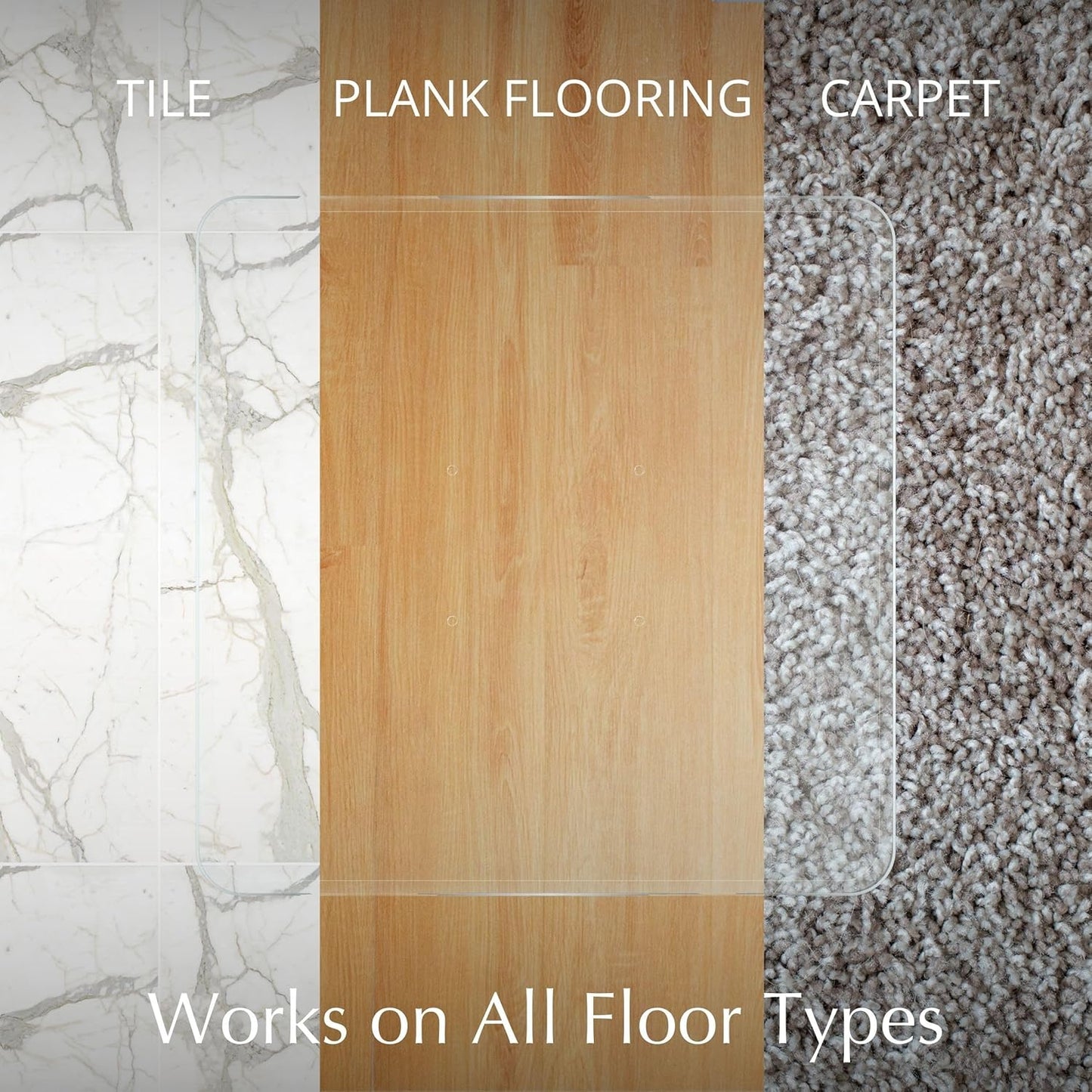 Glass Chair Mat with Exclusive Beveled Edge by Clearly Innovative 1/4” Thick Ultra-Clear Glass, Protect Your Home or Office Floor, Hardwood or Carpet (STARPHIRE, 45" by 53")